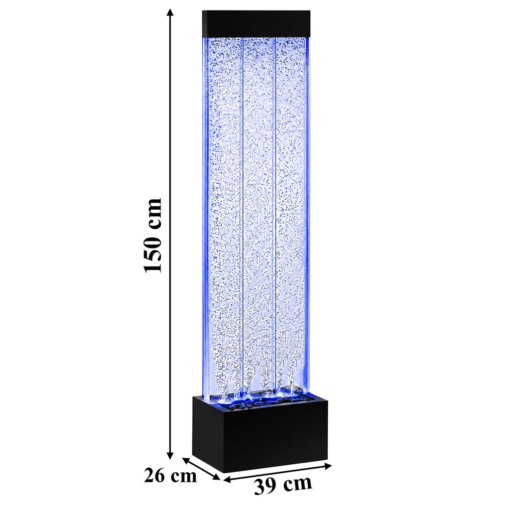 Freestanding Water Bubble Wall Fountain LED RGB Colors 150x39x26cm
