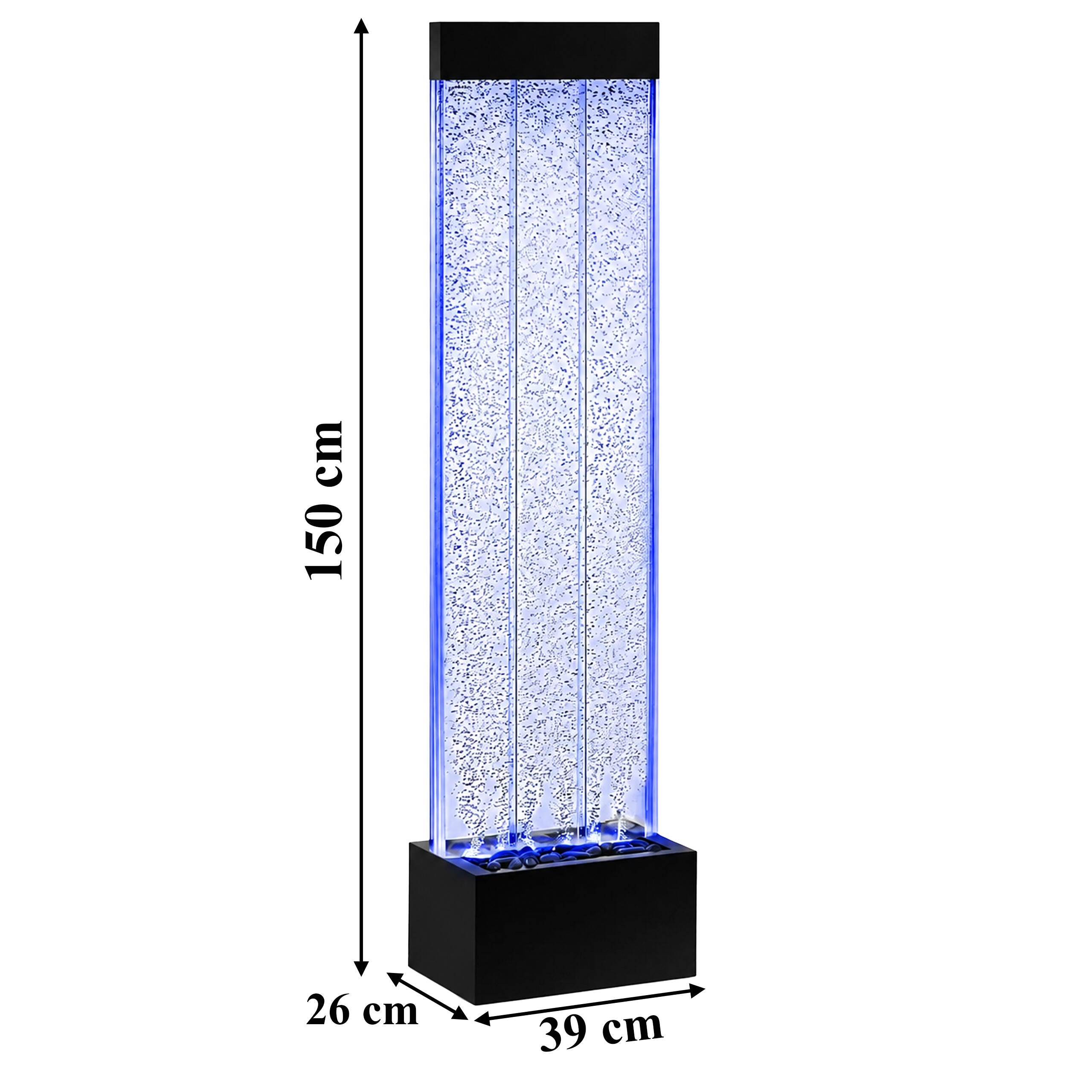 Freestanding Water Bubble Wall Fountain LED RGB Colors 150x39x26cm