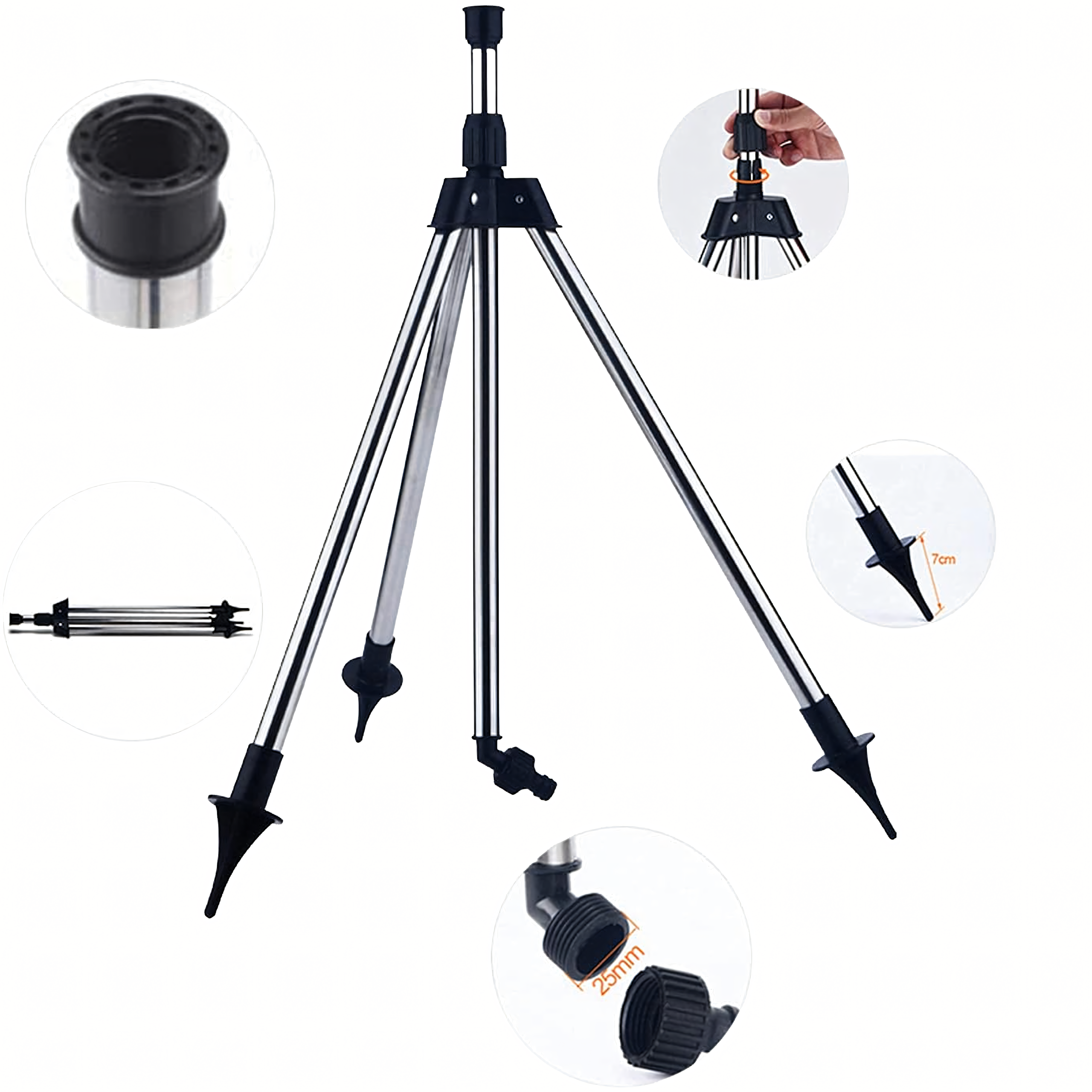 Pöörlev sprinkler reguleeritaval statiivil aia kastmiseks 24m düüsiga