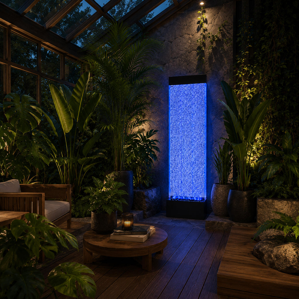 Freestanding Water Bubble Wall Fountain LED RGB Colors 150x39x26cm