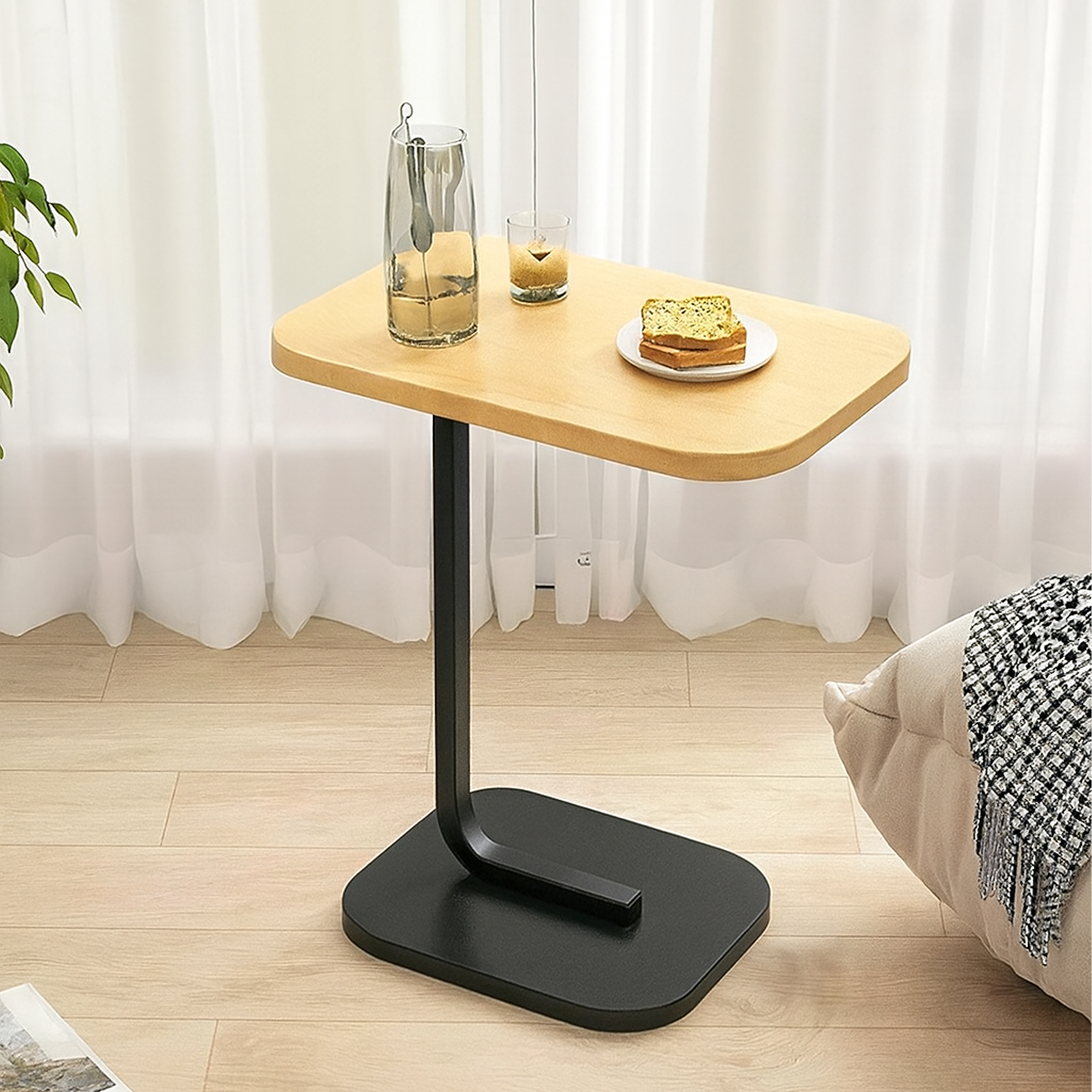 Modern C-Shaped Side Coffee Table for Living Room
