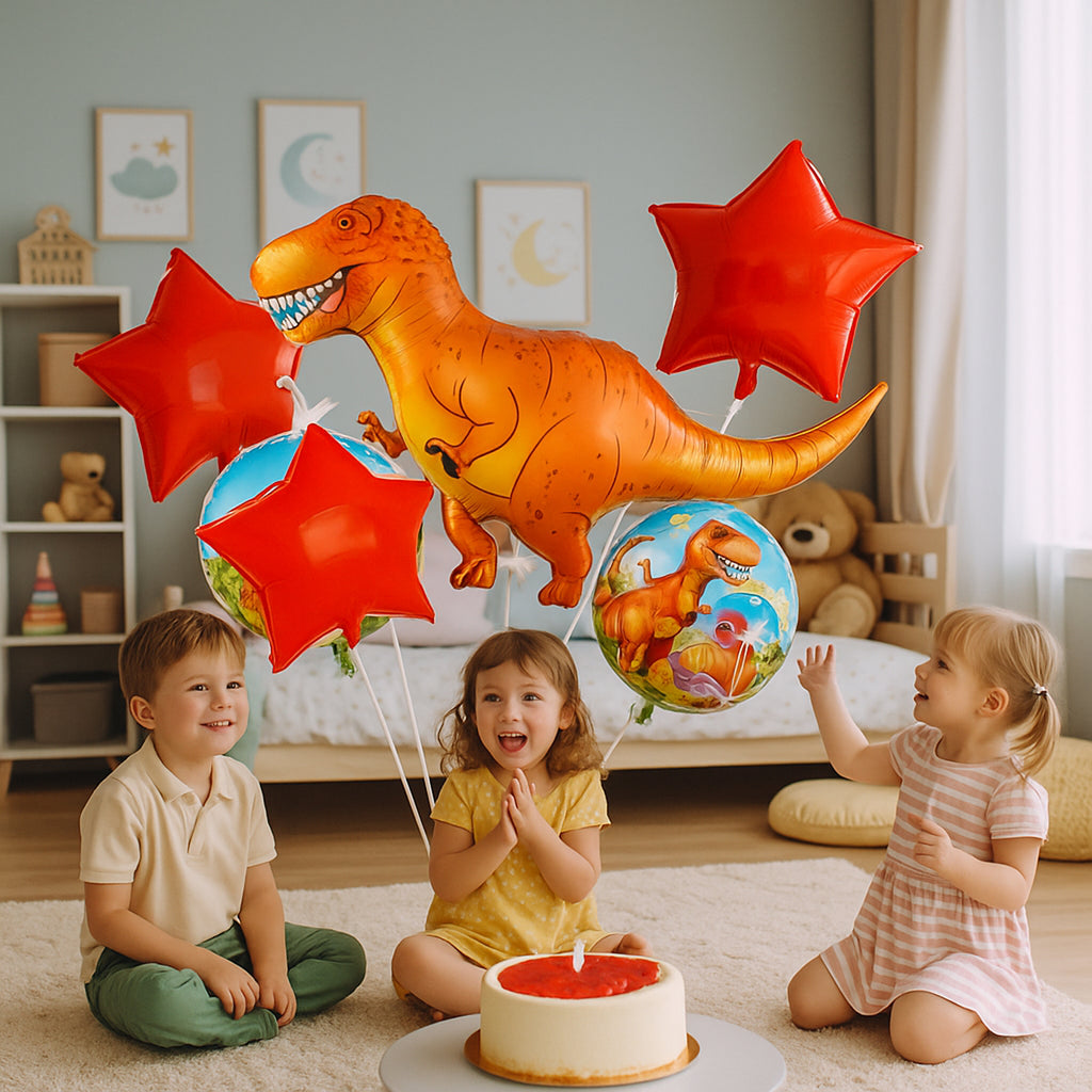 Dinosauruste sünnipäevalõhupallide komplekt sünnipäevadeks ja sünnipäevapidudeks 5 tk