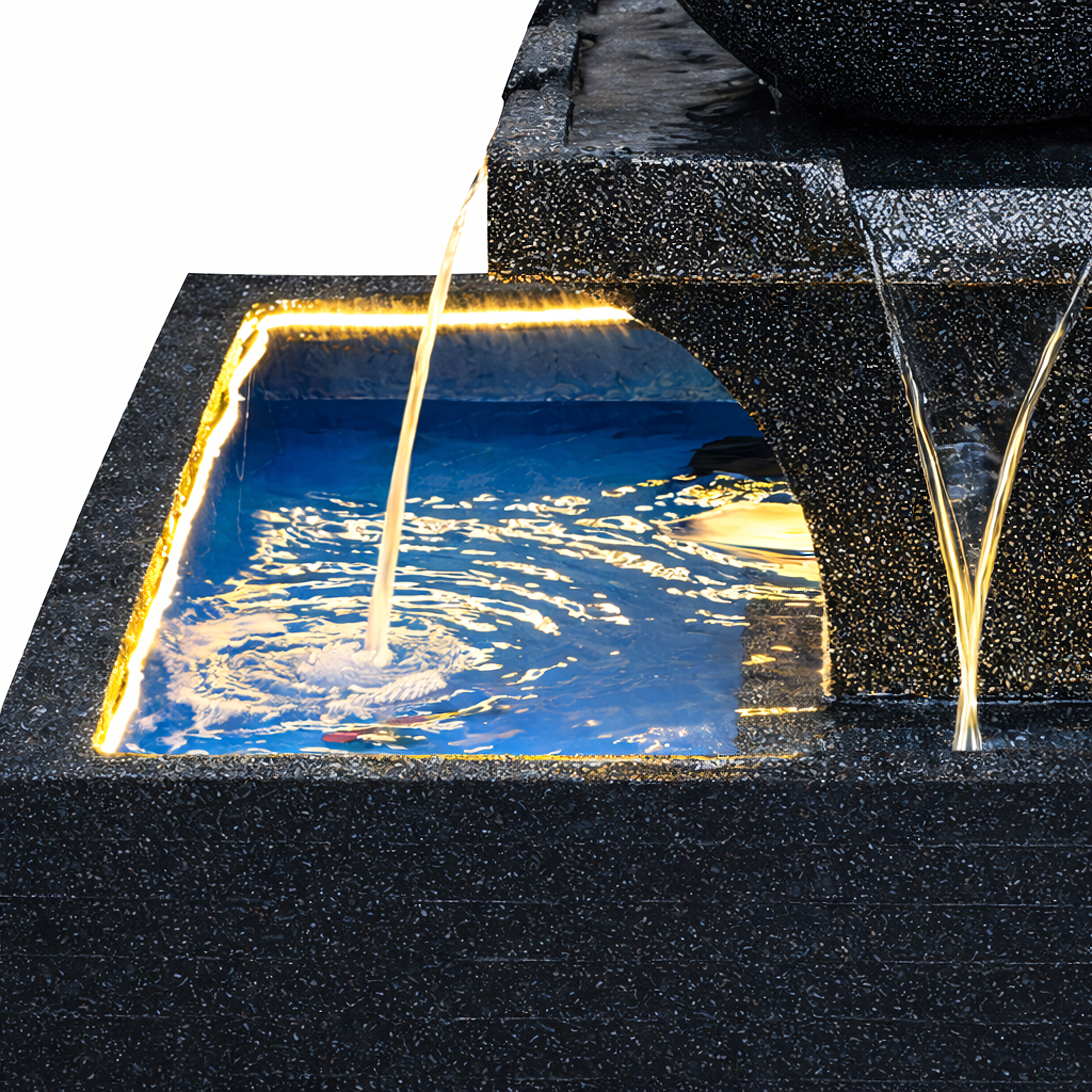 Large Garden Water Fountain with Spherical Water Feature 140x140x120cm LED Terrace Decoration