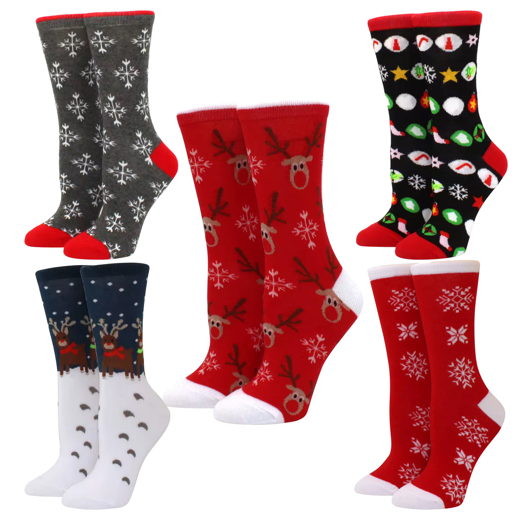 Puuvillased jõulusokid värvilised 5 paari jõuludeks 37-43