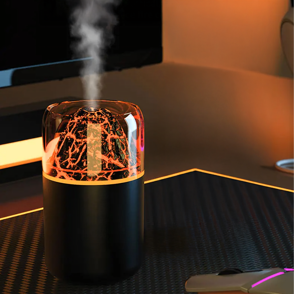 Õhuniisuti aroomi difuusor LED aroomiteraapia vulkaani tule efekt