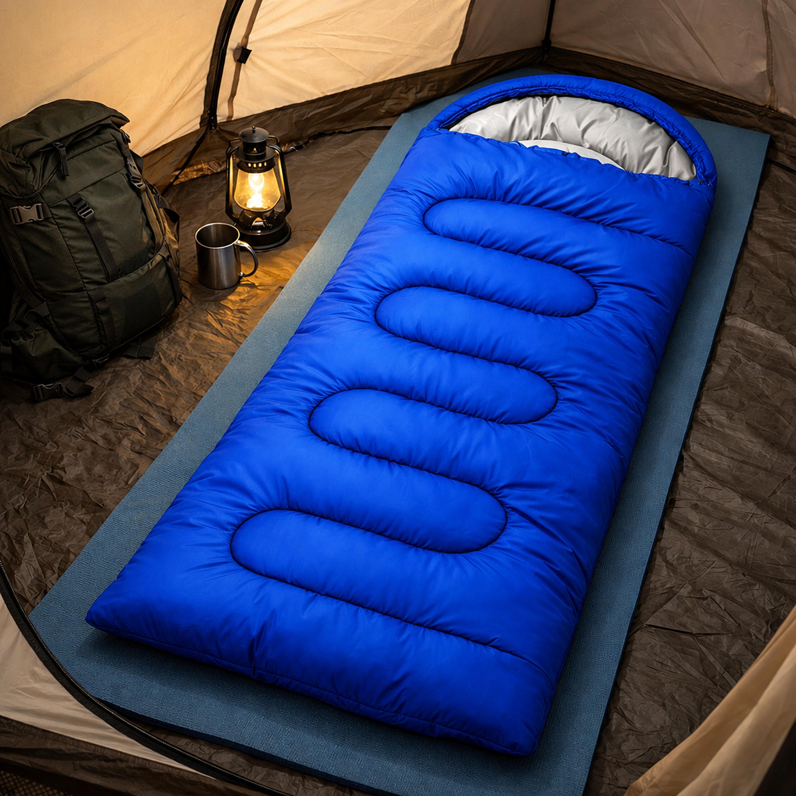 30x 2-in-1 Mummy Sleeping Bag 210×70cm Warm with Hood and Blue Cover