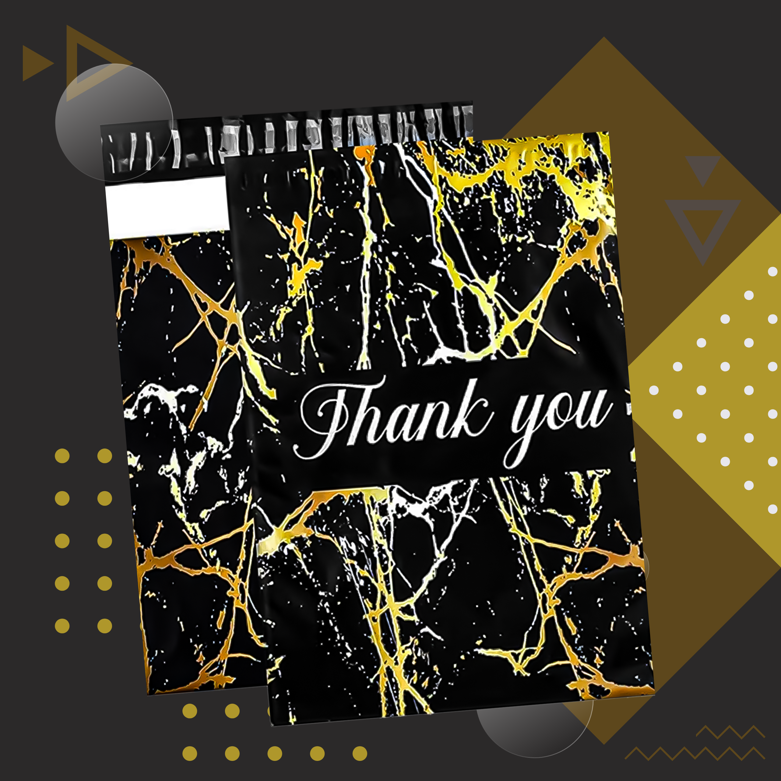 TUGEVAD KULLERIPAKID 255X370 KULDNE MARMOR AITÄH 50 TK.