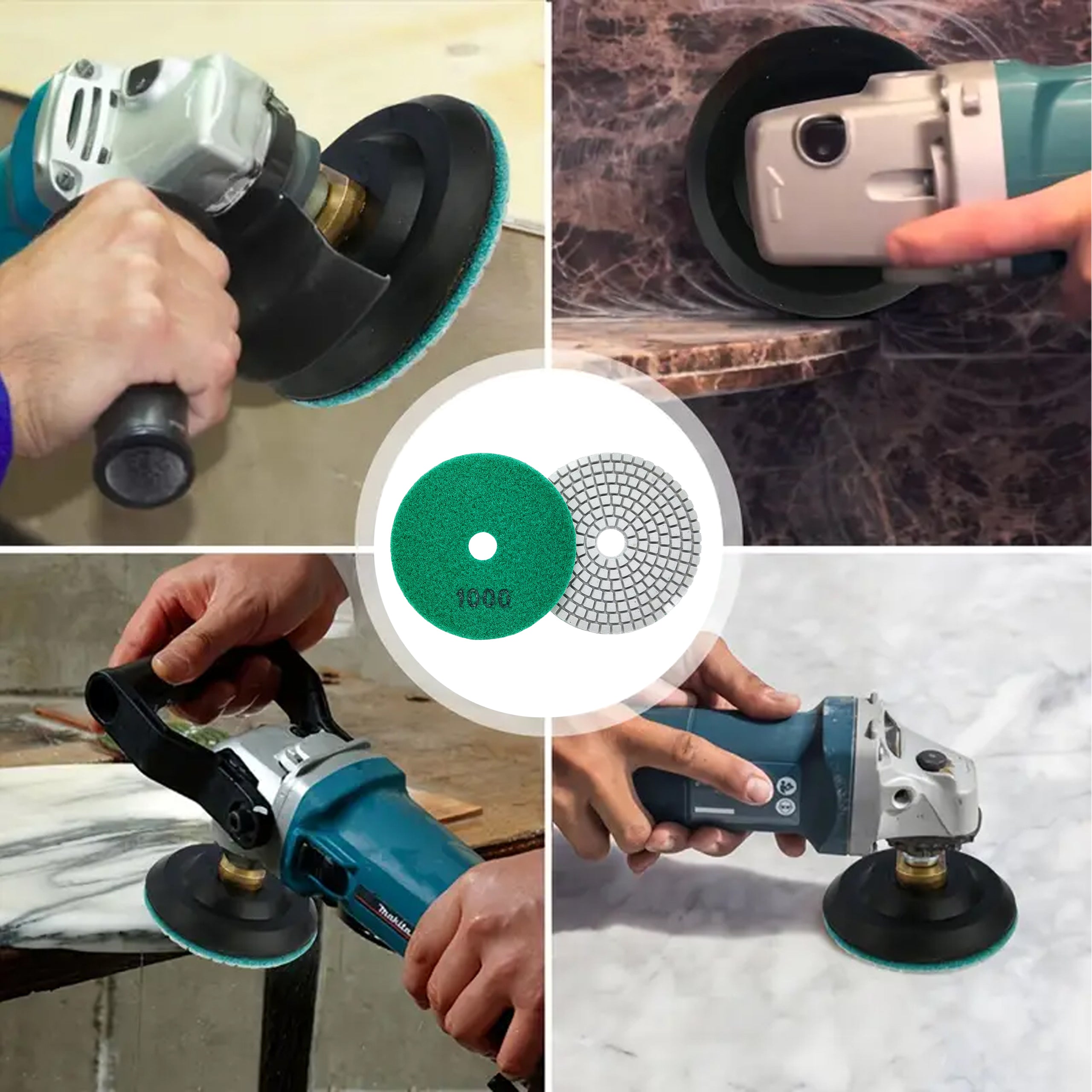 10x teemantpoleerimisketas 80mm portselanplaatide lihvimiseks takjakinnitusega 1000