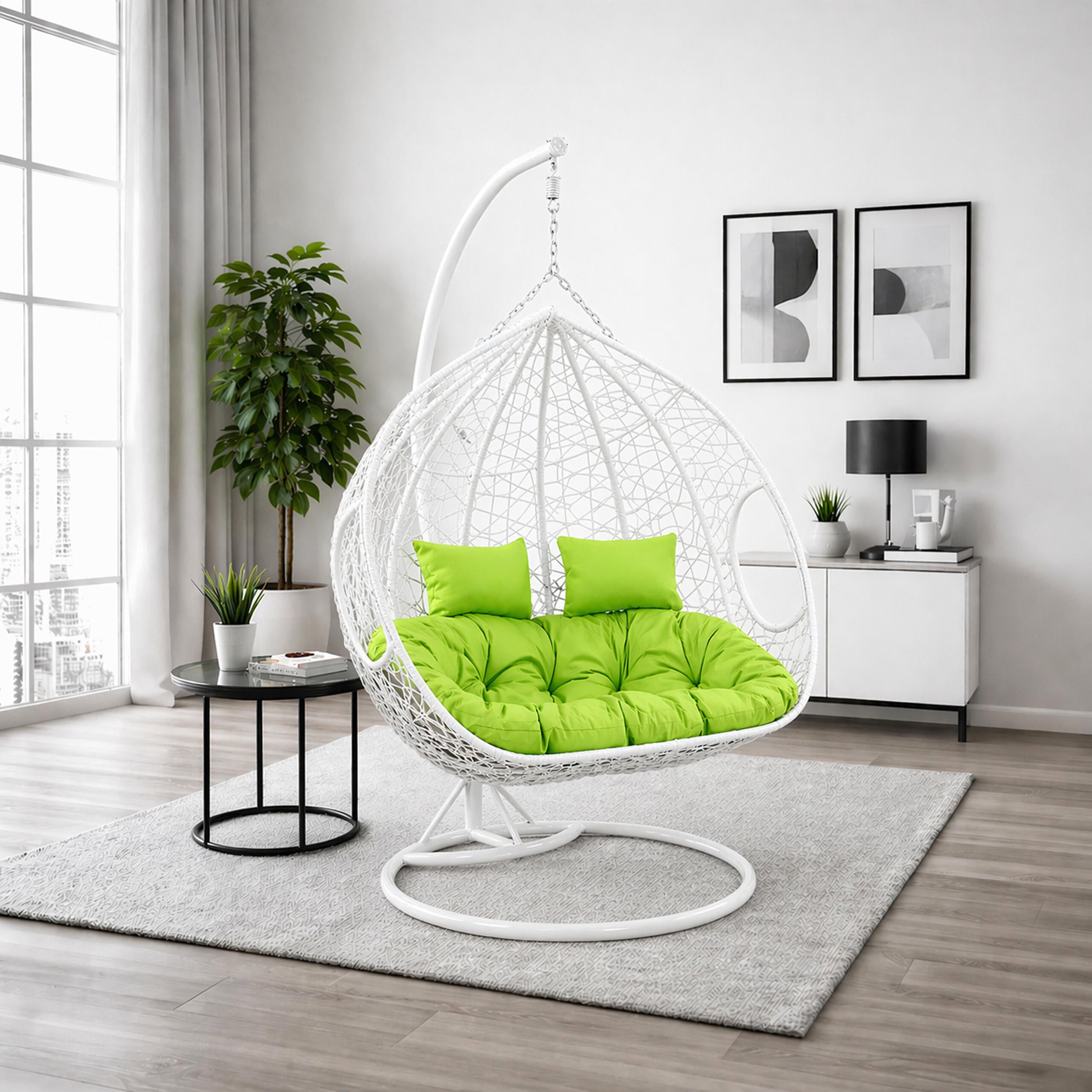 Double Hanging Cocoon Chair Swing Basket 200kg White
