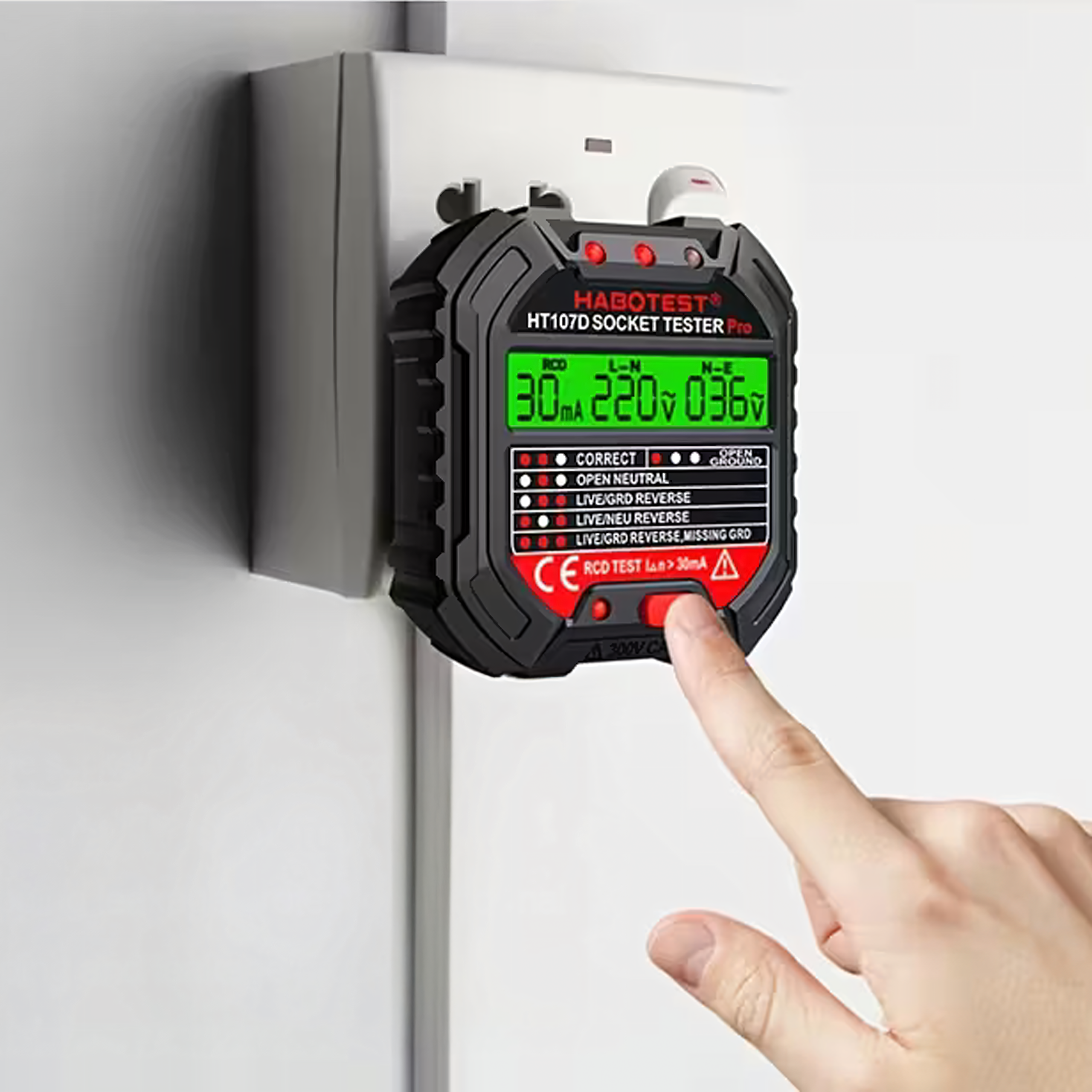 Pinge tester vooluvõrgu pistikupesadele, elektripistikupesadele, LCD RCD kontaktid