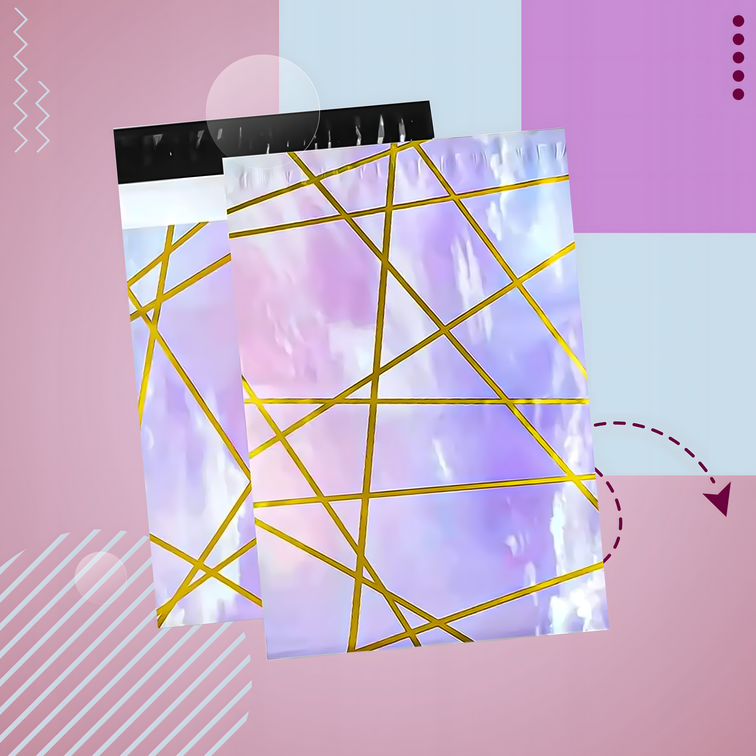 TUGEVAD KULLERPAKENDI ÜMBRIKUD 255X370 LILLA KULD 50 TK