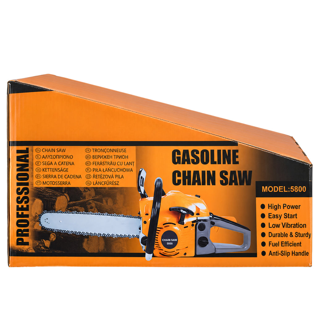 Gasoline Chainsaw Wood Cutting Set 5.8kW 58cm Guide Bar