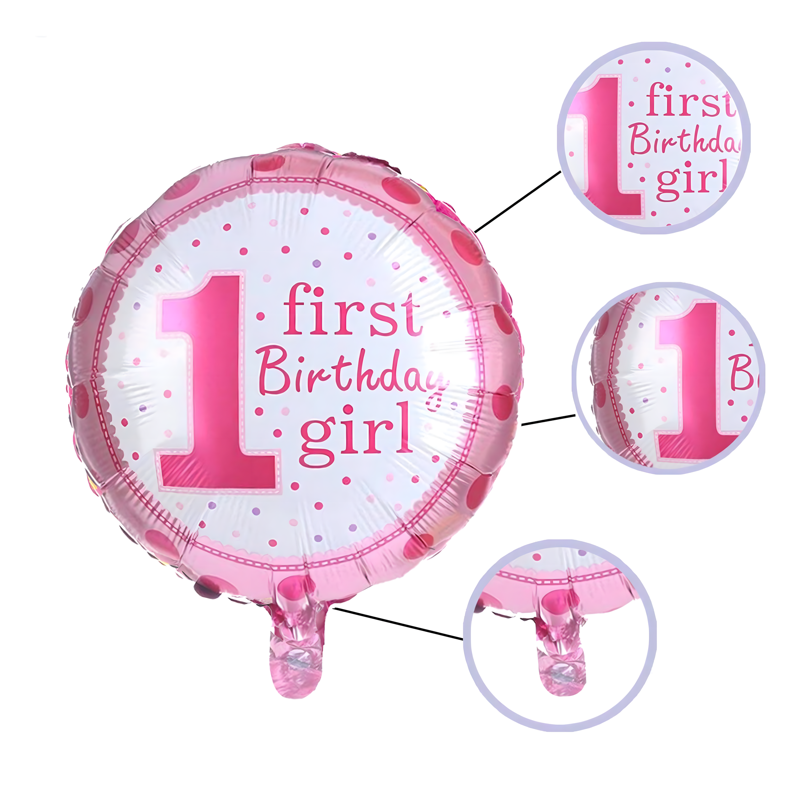 Õhupallid 1. sünnipäevaks üheaastasele tüdrukule, 5-tk tähtede komplekt