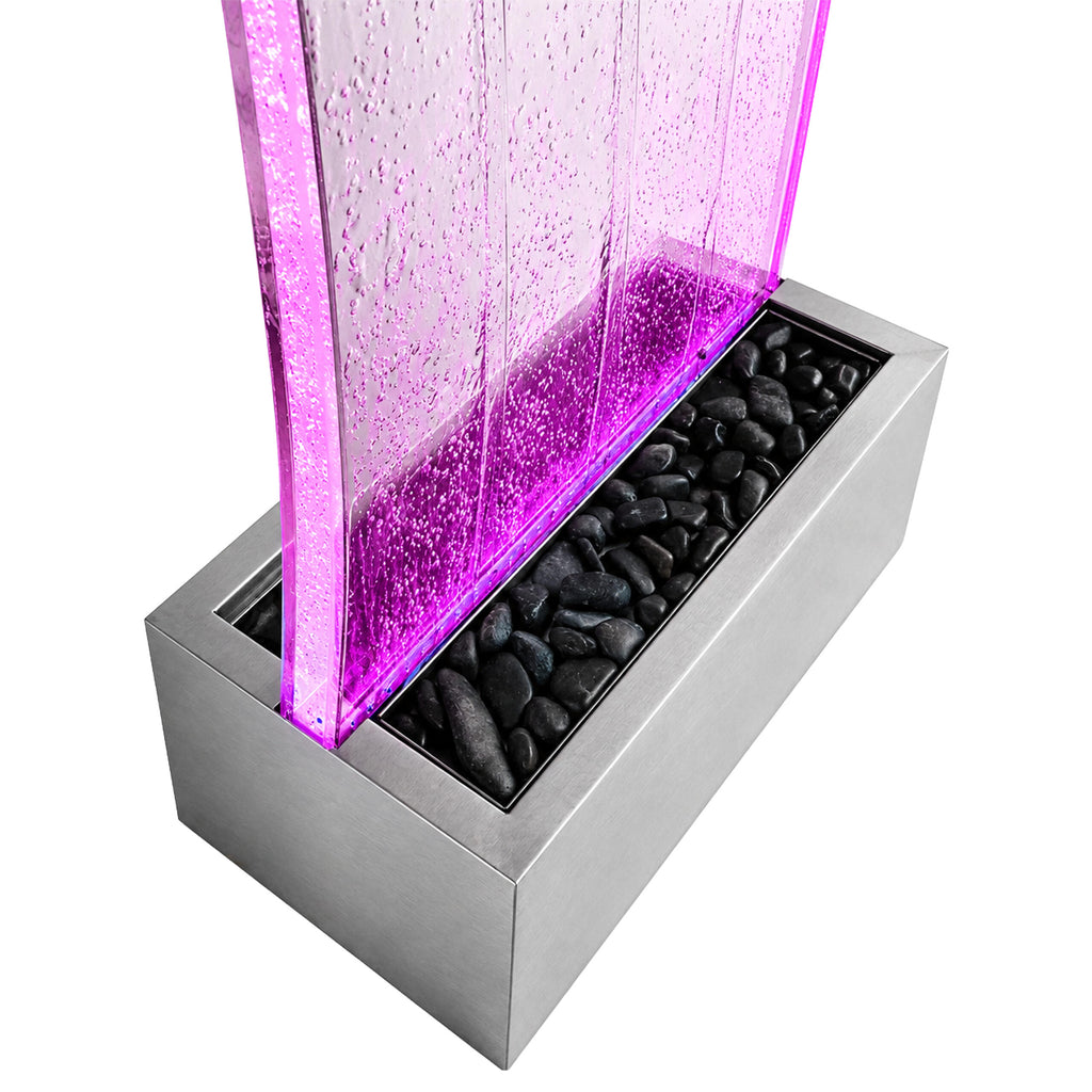 Freestanding Bubble Water Wall Fountain with LED Colors 183x50x28cm