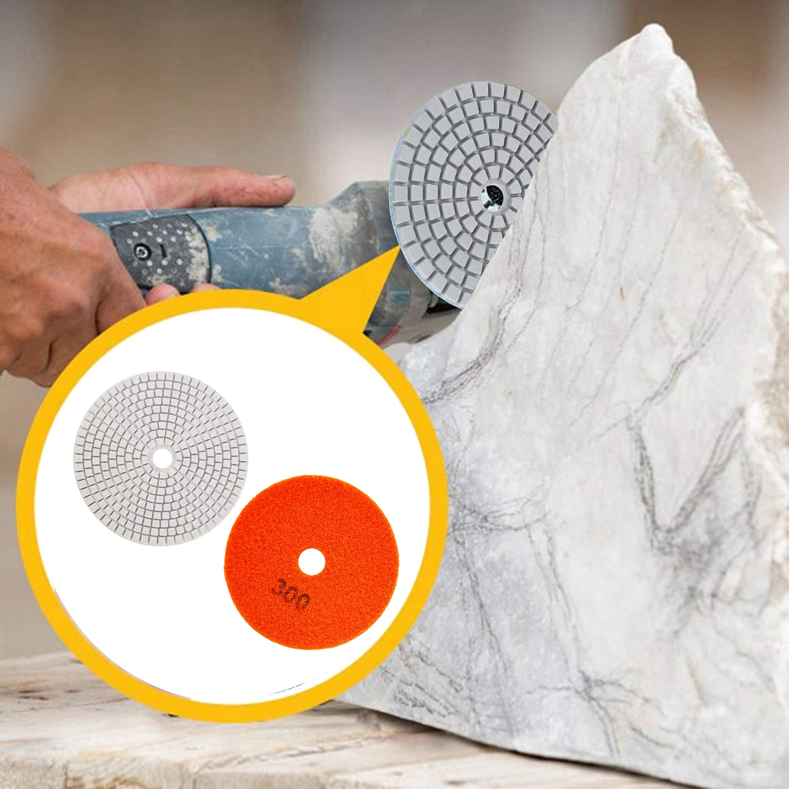 10x Diamond Polishing Disc 80mm for Grinding Porcelain Tiles with Velcro 300