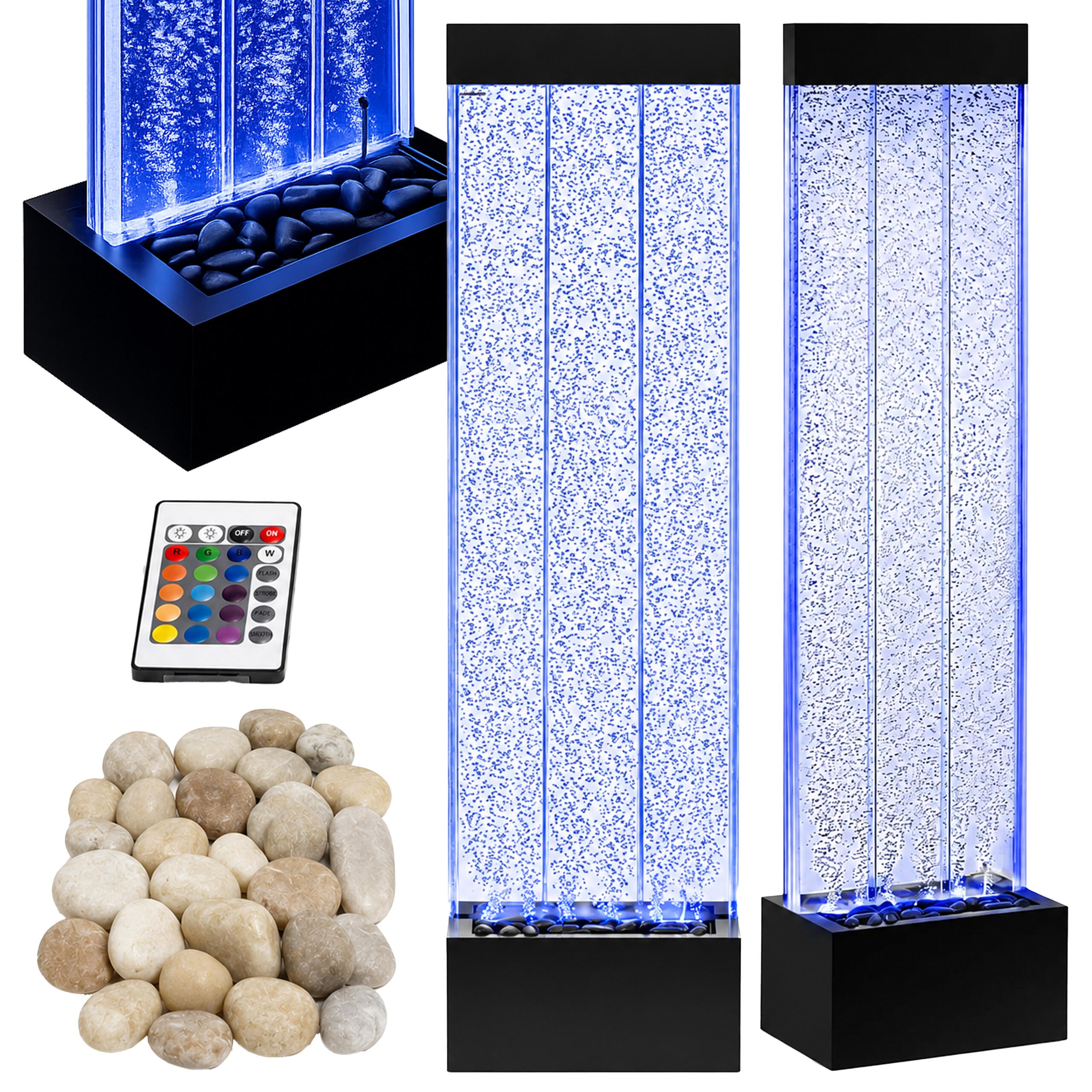 Freestanding Water Bubble Wall Fountain LED RGB Colors 150x39x26cm