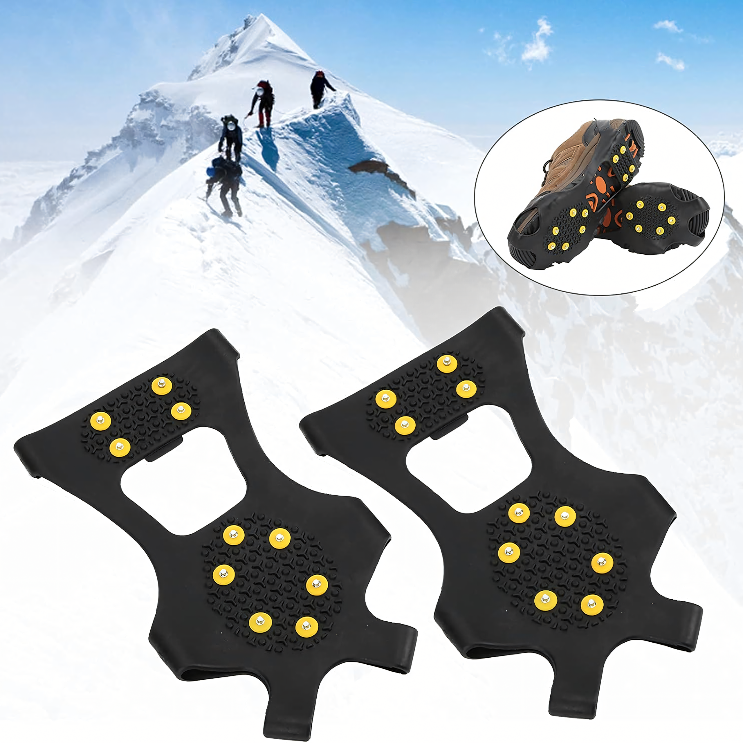 Anti-Slip Shoe Crampons with Metal Spikes Size 39-44