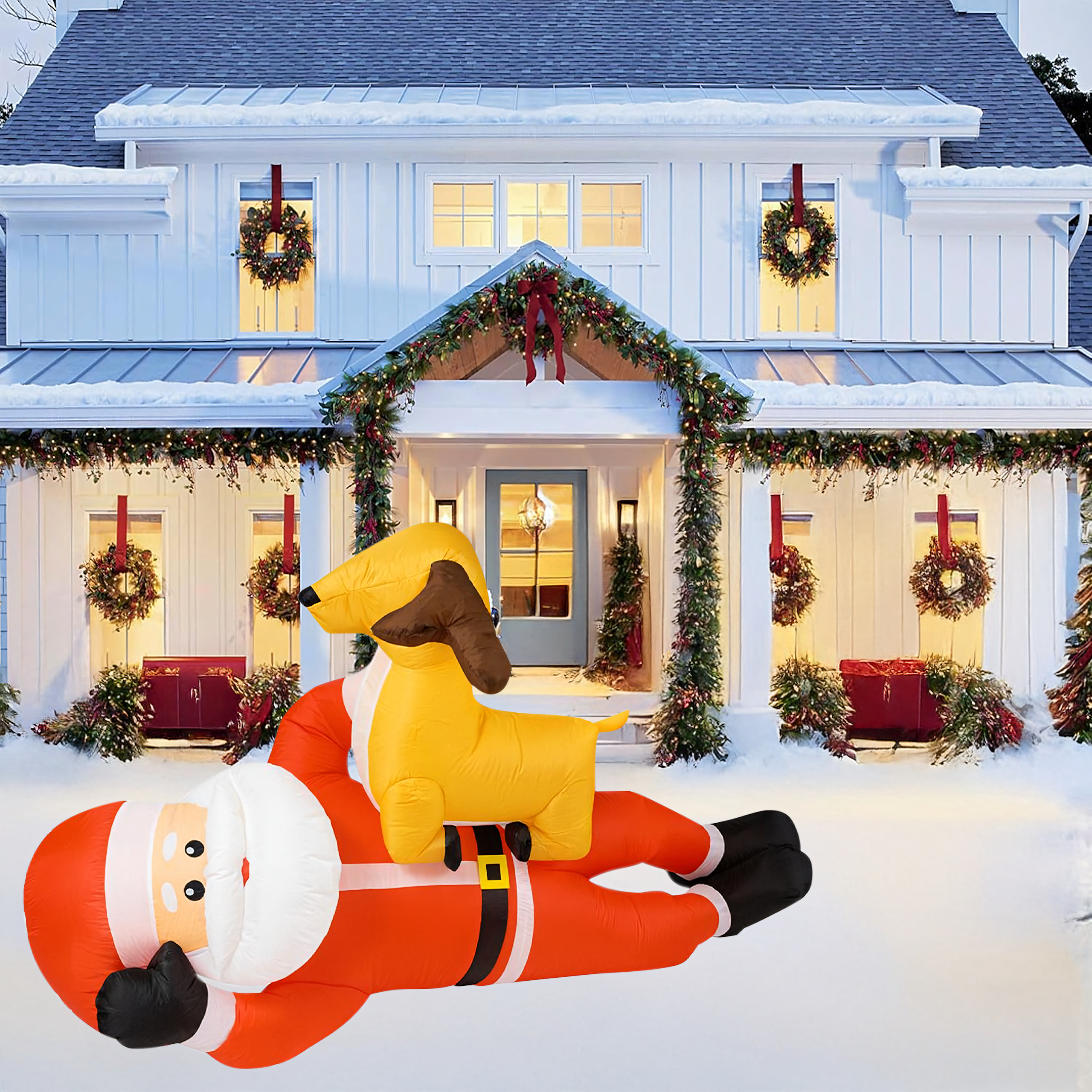 Täispuhutav jõuluvana põhjapõdraga 210cm jõulu Led valgus XXL