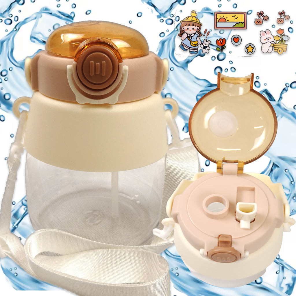 Pudel kooli ja lasteaia jaoks, joogipudel kõrre ja rihmaga lastele 1L