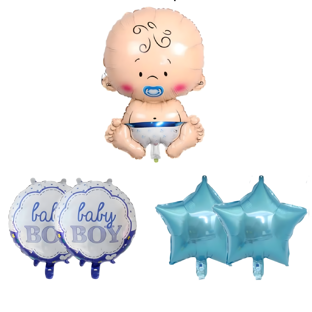 Baby Shower Balloons Baby Boy Set of 5 Stars Balloon