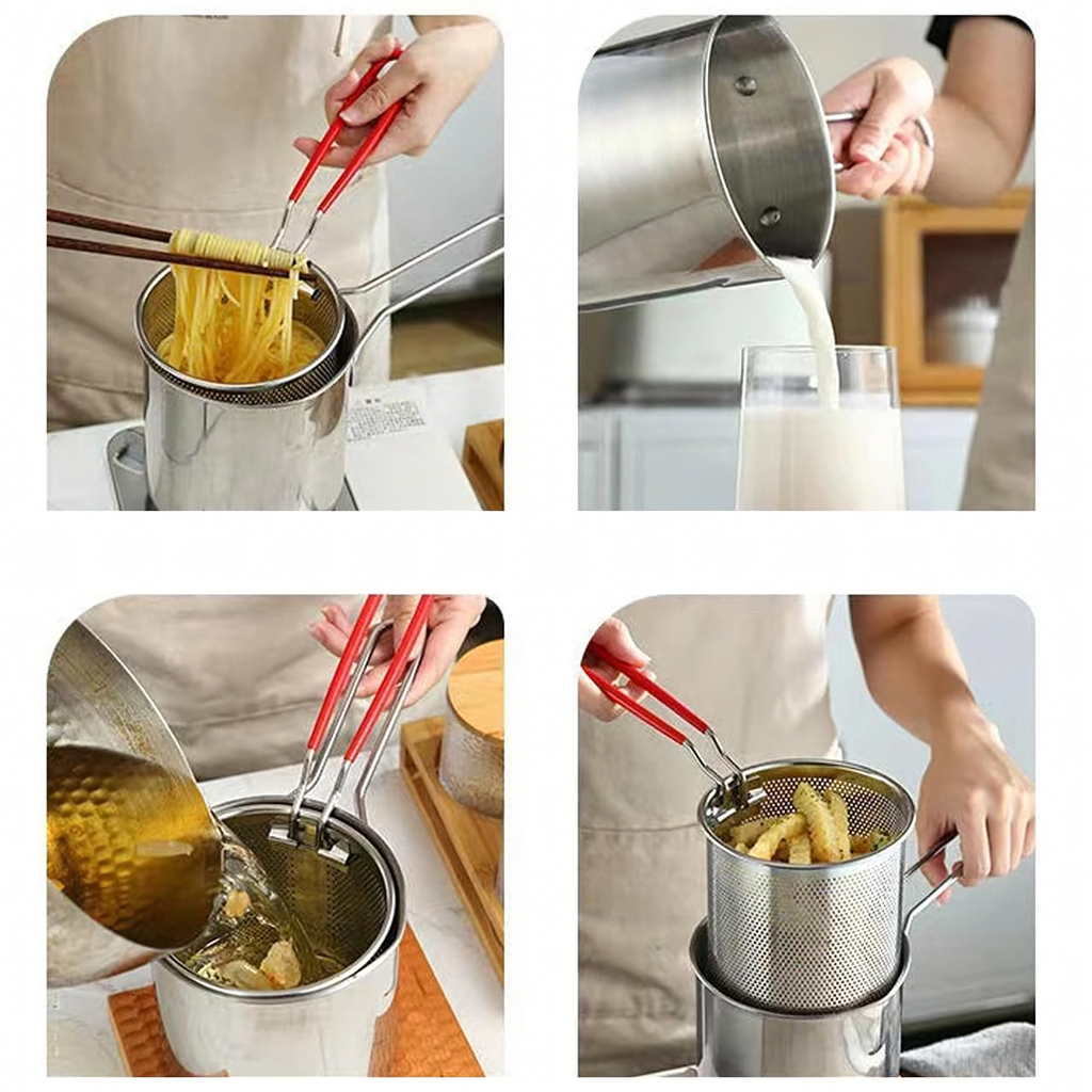 Mini Pot with Basket Deep Fryer for Deep Frying French Fries Universal Steel