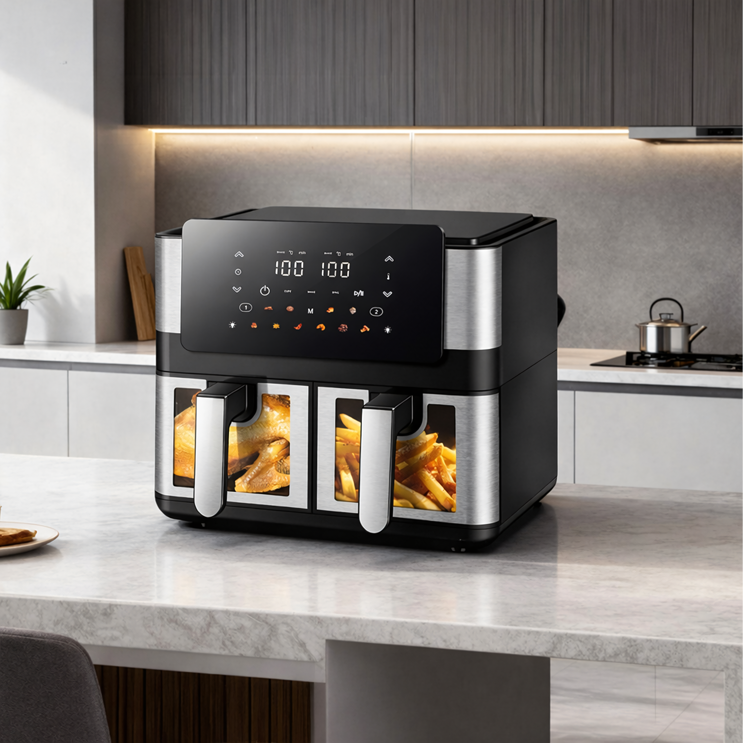 8L Air Fryer with 4L Secondary Basket 2000W 12 Programs