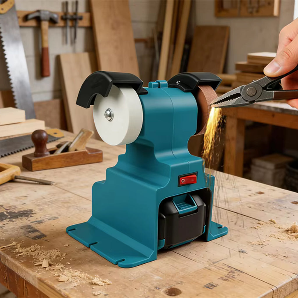 Cordless Double Bench Grinder with 2 Stones and 2 Batteries 2x