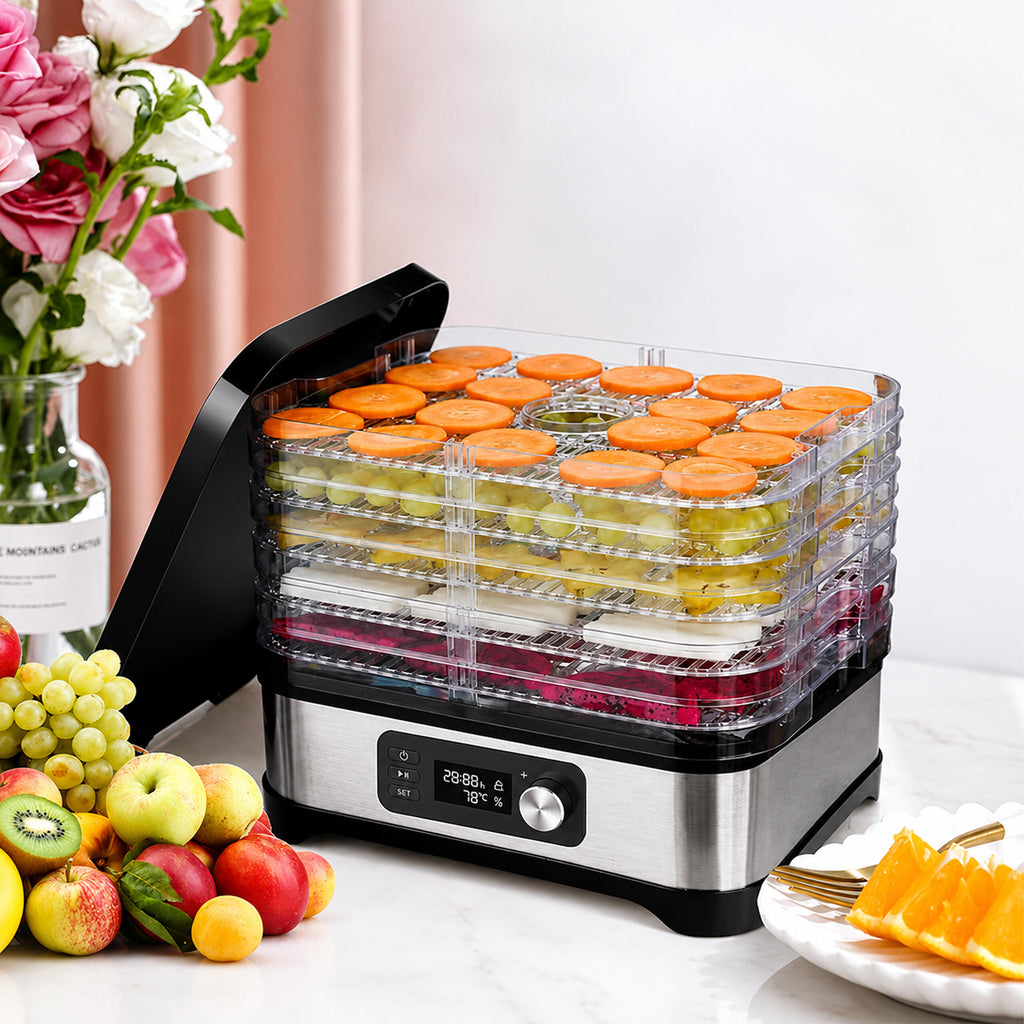56x Food Dehydrator for Mushrooms, Vegetables, and Fruits with Timer and 5 Shelves LCD