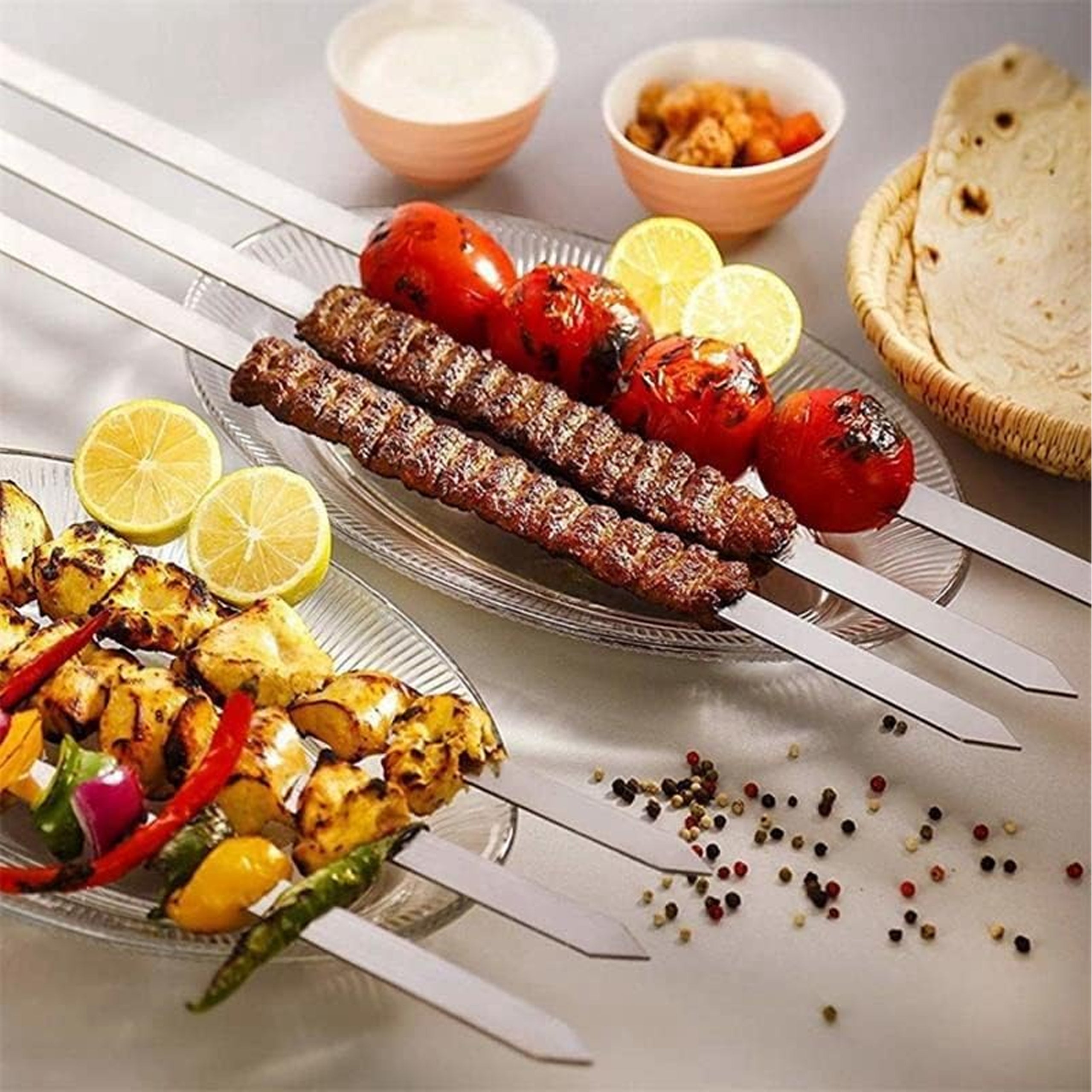 Metal Skewers for Barbecue 4 pcs 50 cm