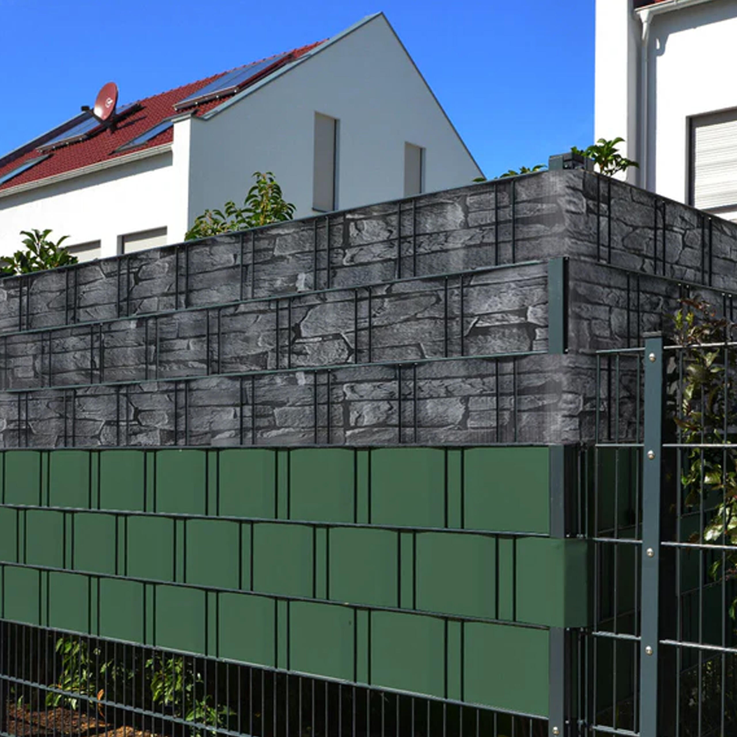 4 x Garden Fence Tape 19cm x 35m UV Stone Panel Cover