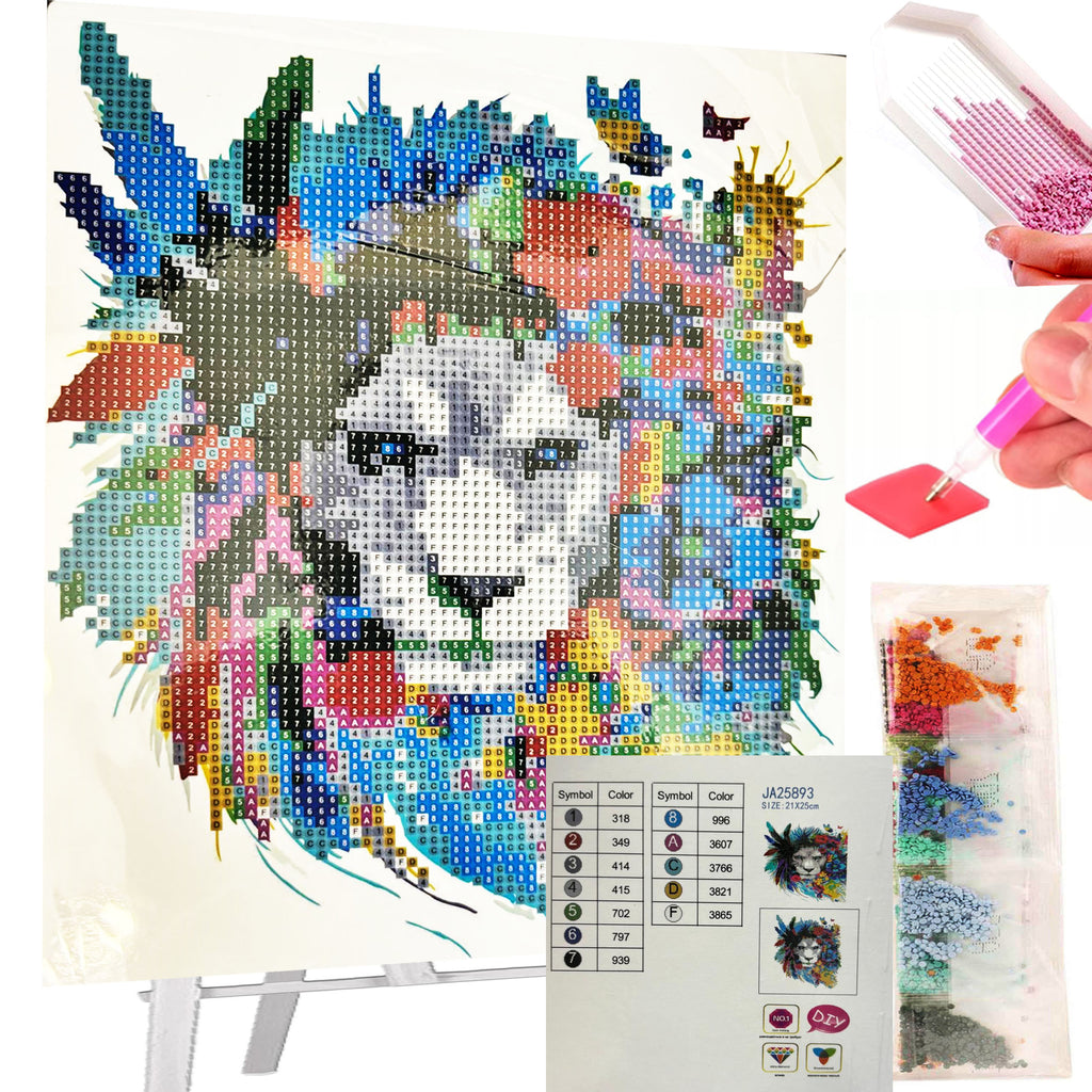 Teemanttikandi mosaiigikomplekt molbertiga 21x25cm lastele