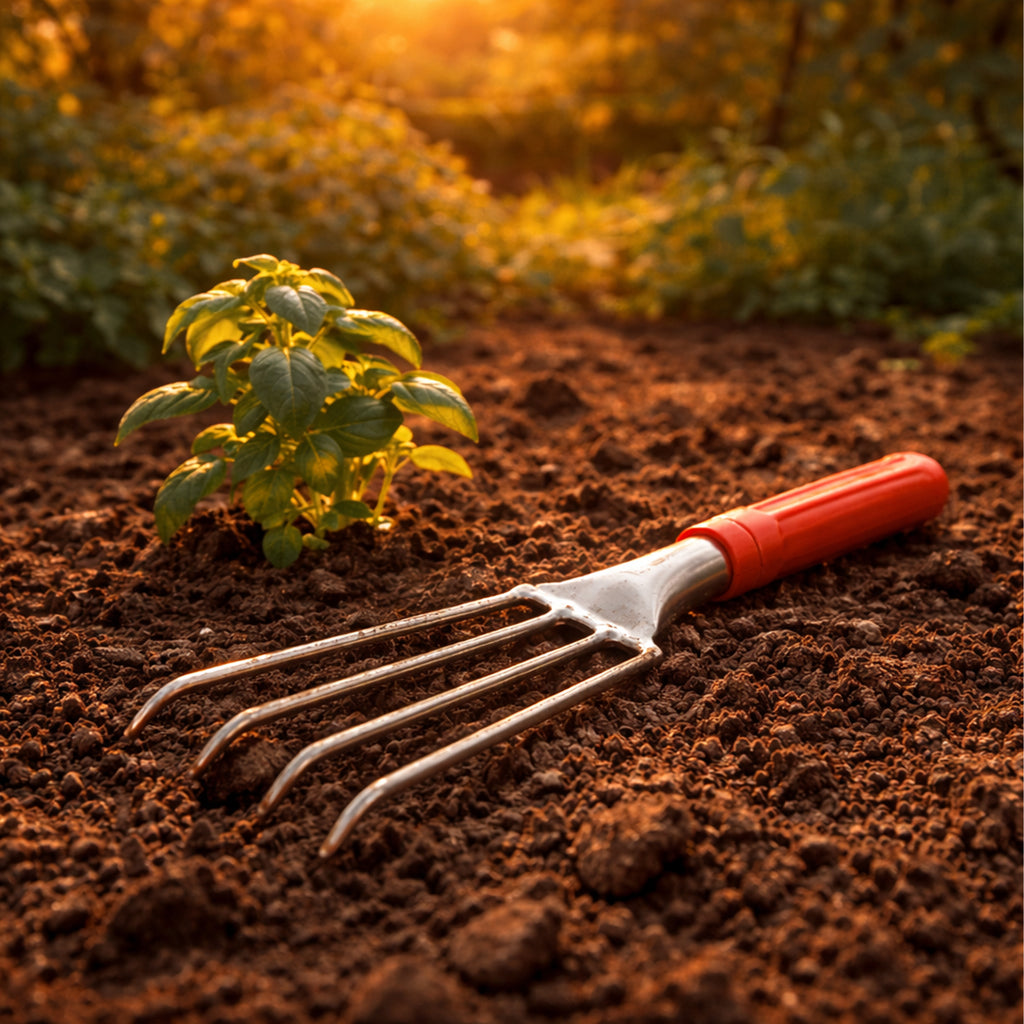 Metal Garden Rake with 4 Tines 32 cm