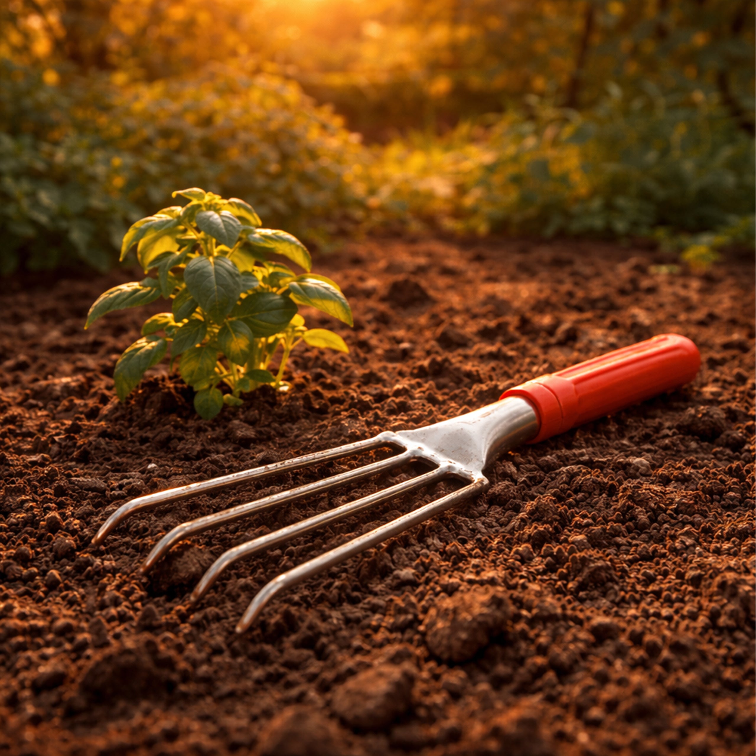 Metal Garden Rake with 4 Tines 32 cm