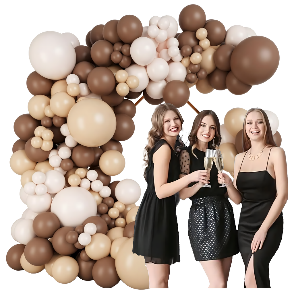 Õhupallikaare komplekt sünnipäevaks ja pulmadeks, kuldne-pruun, 141 tk