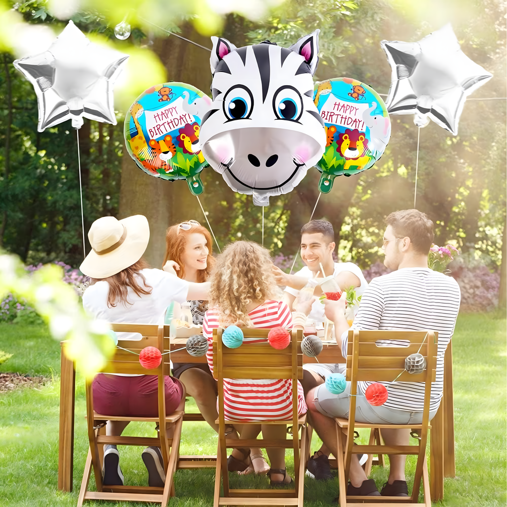 Set of Birthday Balloons Giraffe Animals for Birthday Party 5 pcs