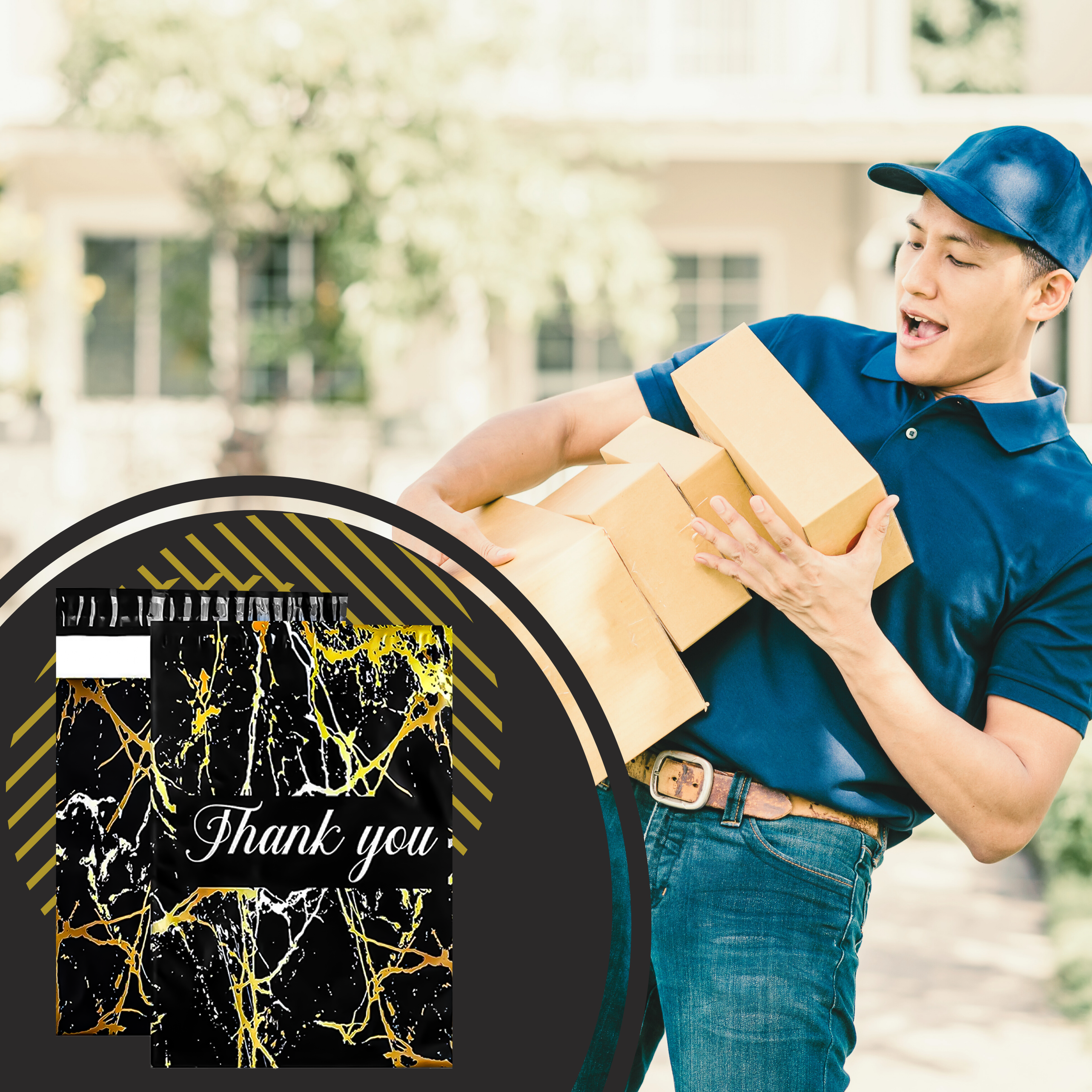 TUGEVAD KULLERIPAKID 255X370 KULDNE MARMOR AITÄH 50 TK.