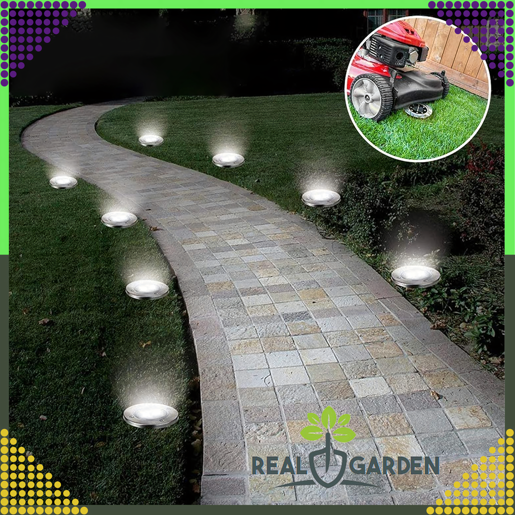 4 x Päikesega töötav aiavalgusti ketas, LED maavalgustid, hämarikuandur, 8 LED-i