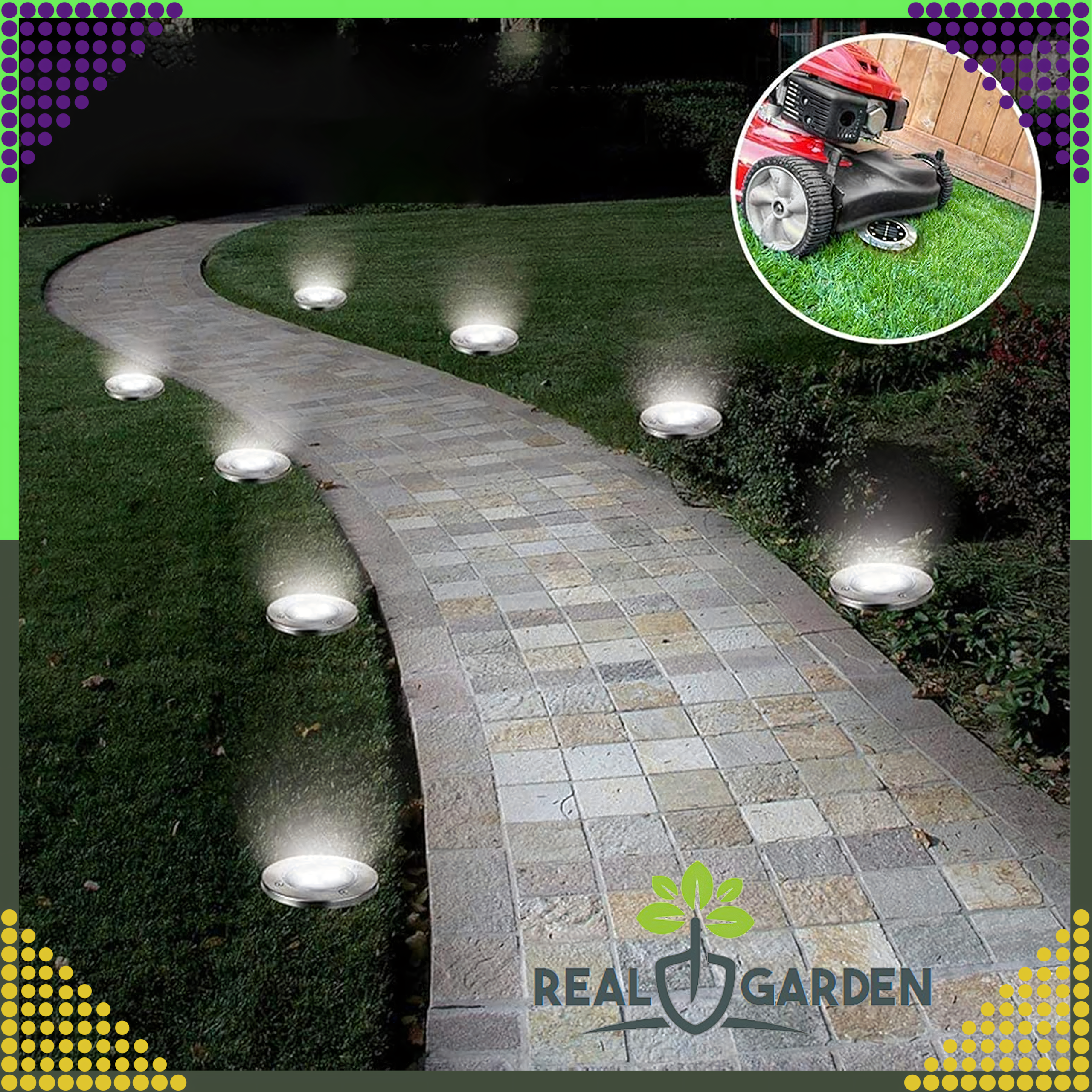 4 x Päikesega töötav aiavalgusti ketas, LED maavalgustid, hämarikuandur, 8 LED-i