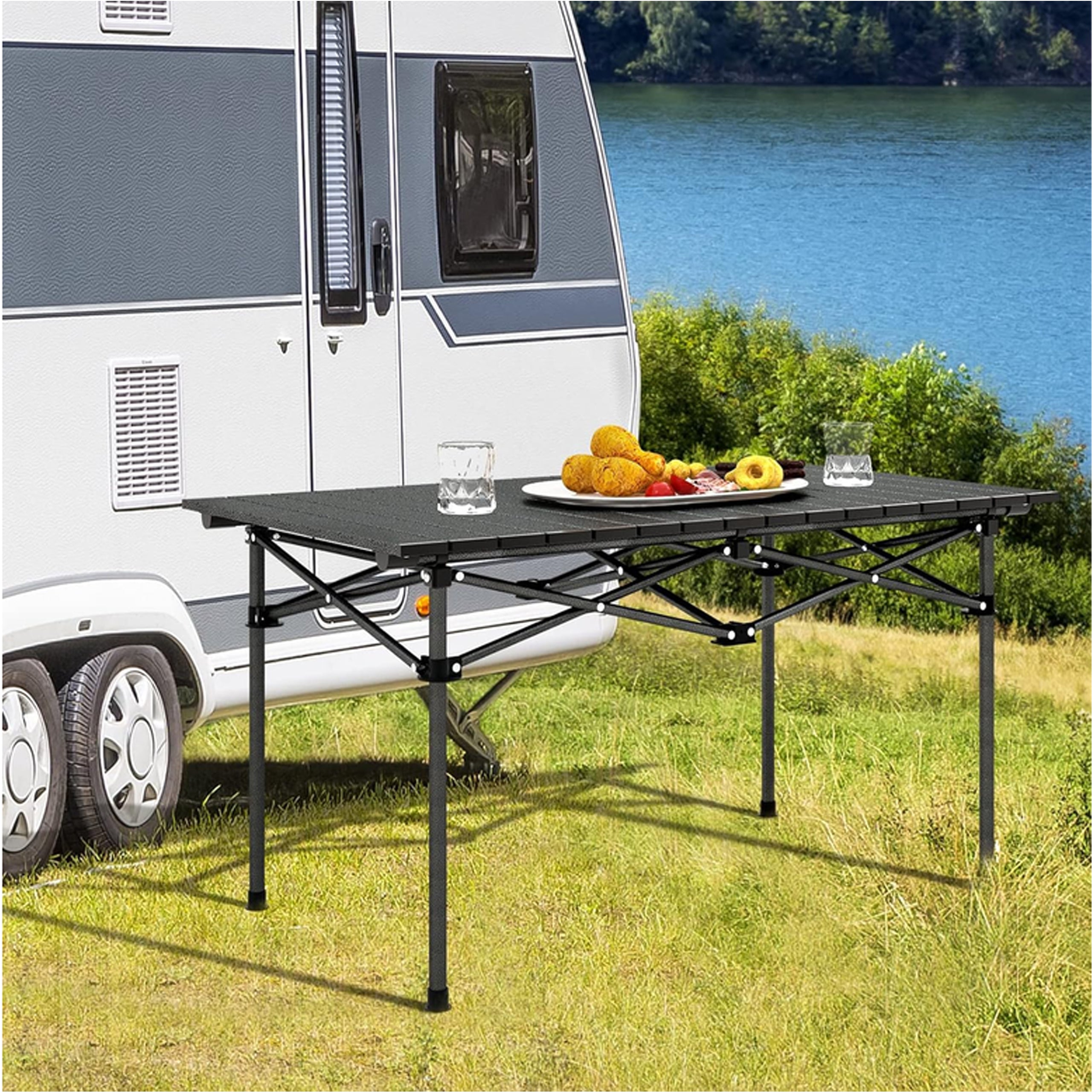 Folding Travel Camping Garden Table with Carry Bag 95x55x50 cm