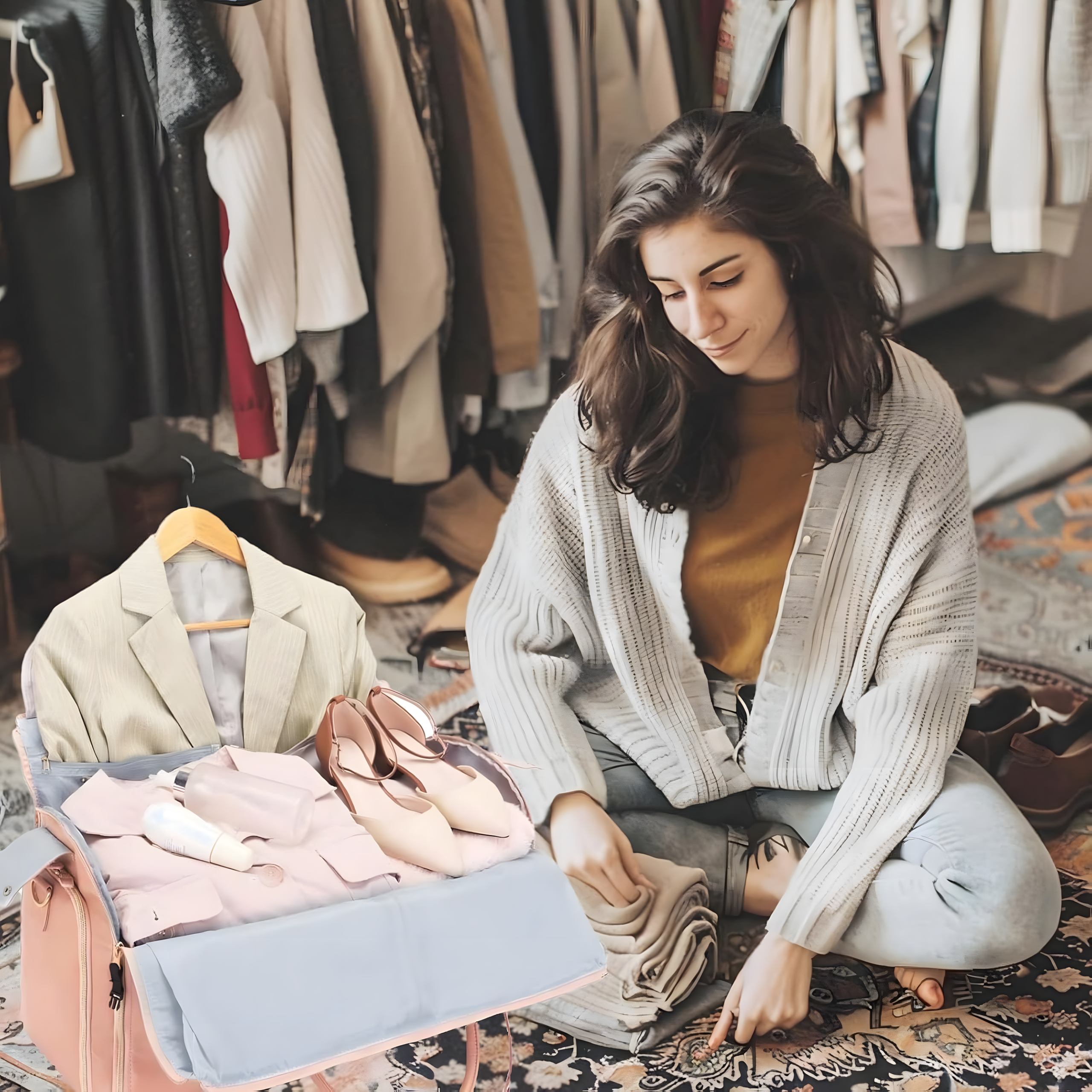 Foldable Elegant Business Travel Bag for Suit Dress 2in1 55L