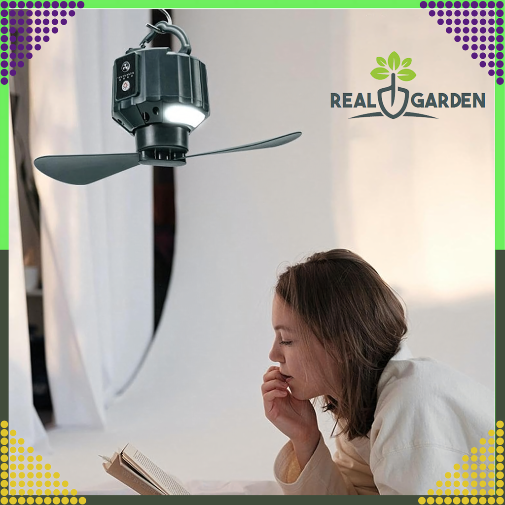 Portable 2in1 Ceiling Fan for Tent Bedroom Camping USB 5200 mAh