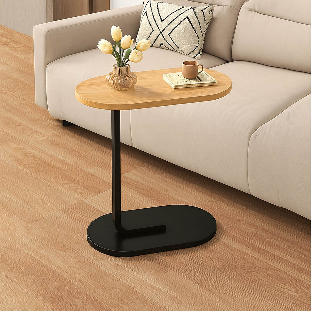Modern C-Shaped Side Coffee Table for Living Room