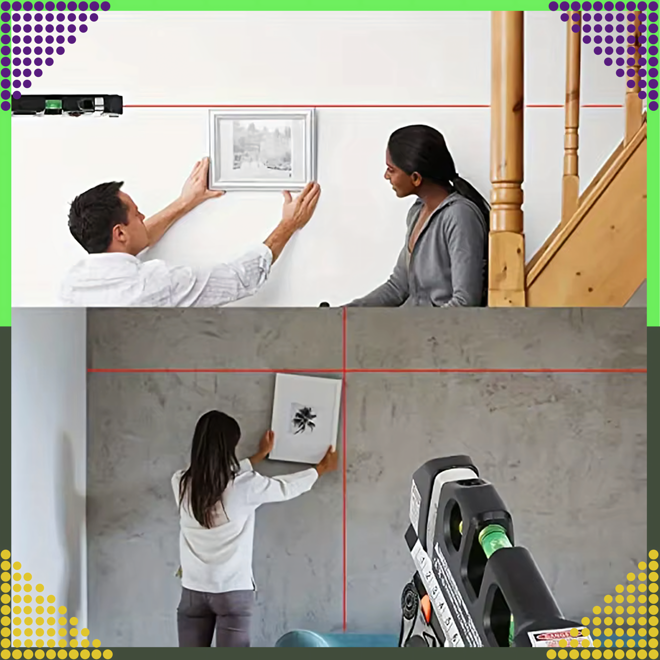 Laserlood koos mõõduga 250 cm, 3 taset, valguslood + patareid