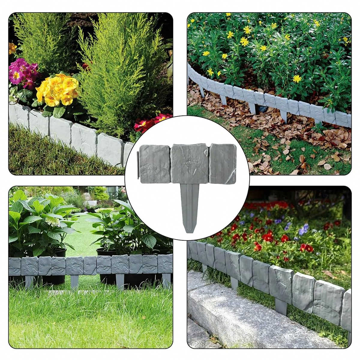 Garden Edging Palisade Lawn Border Stone Split Gray 250 cm