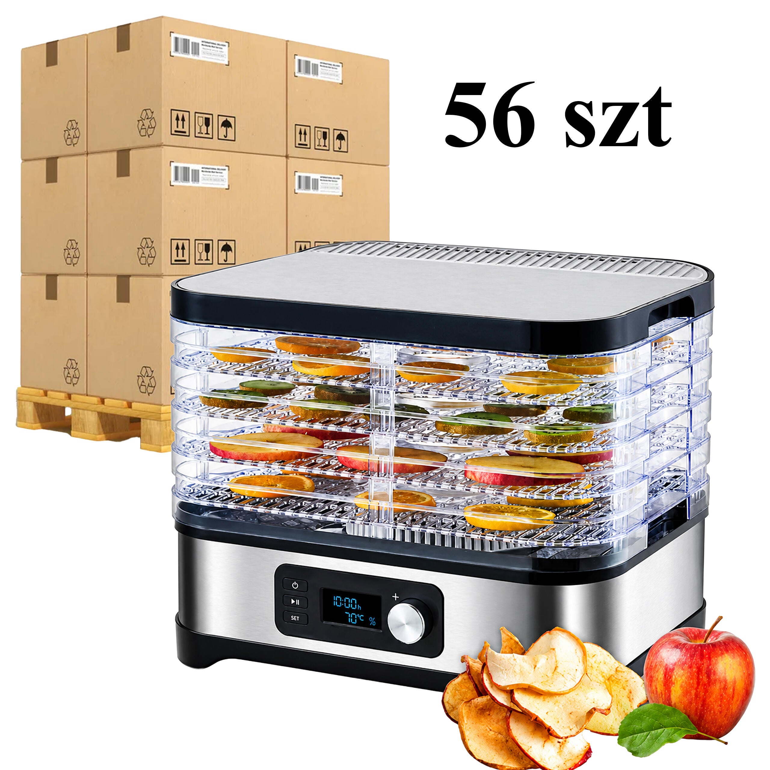 56x Food Dehydrator for Mushrooms, Vegetables, and Fruits with Timer and 5 Shelves LCD
