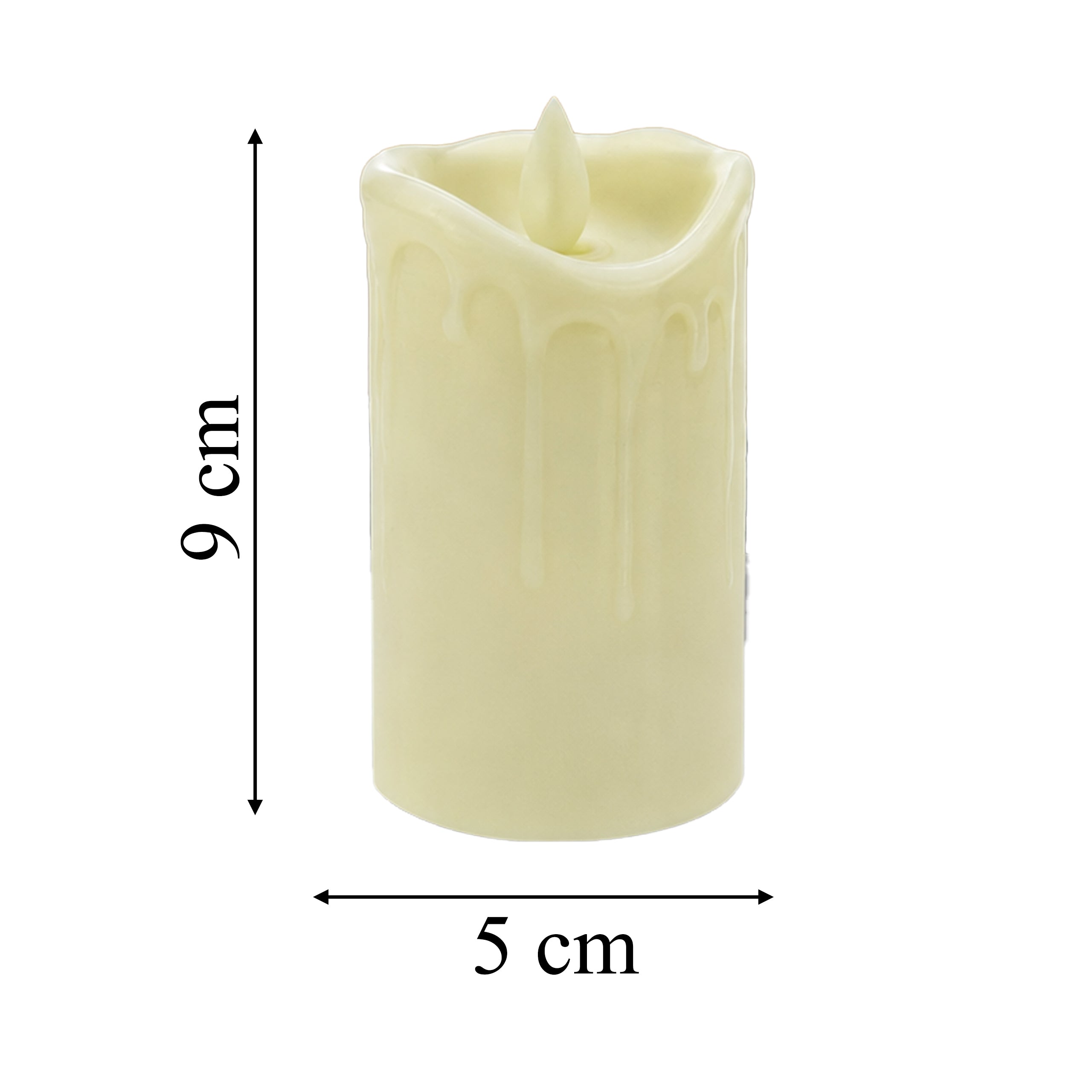 12 tk leegiefektiga LED-küünlasisusid 9 cm koos patareidega RC-K-454-13345
