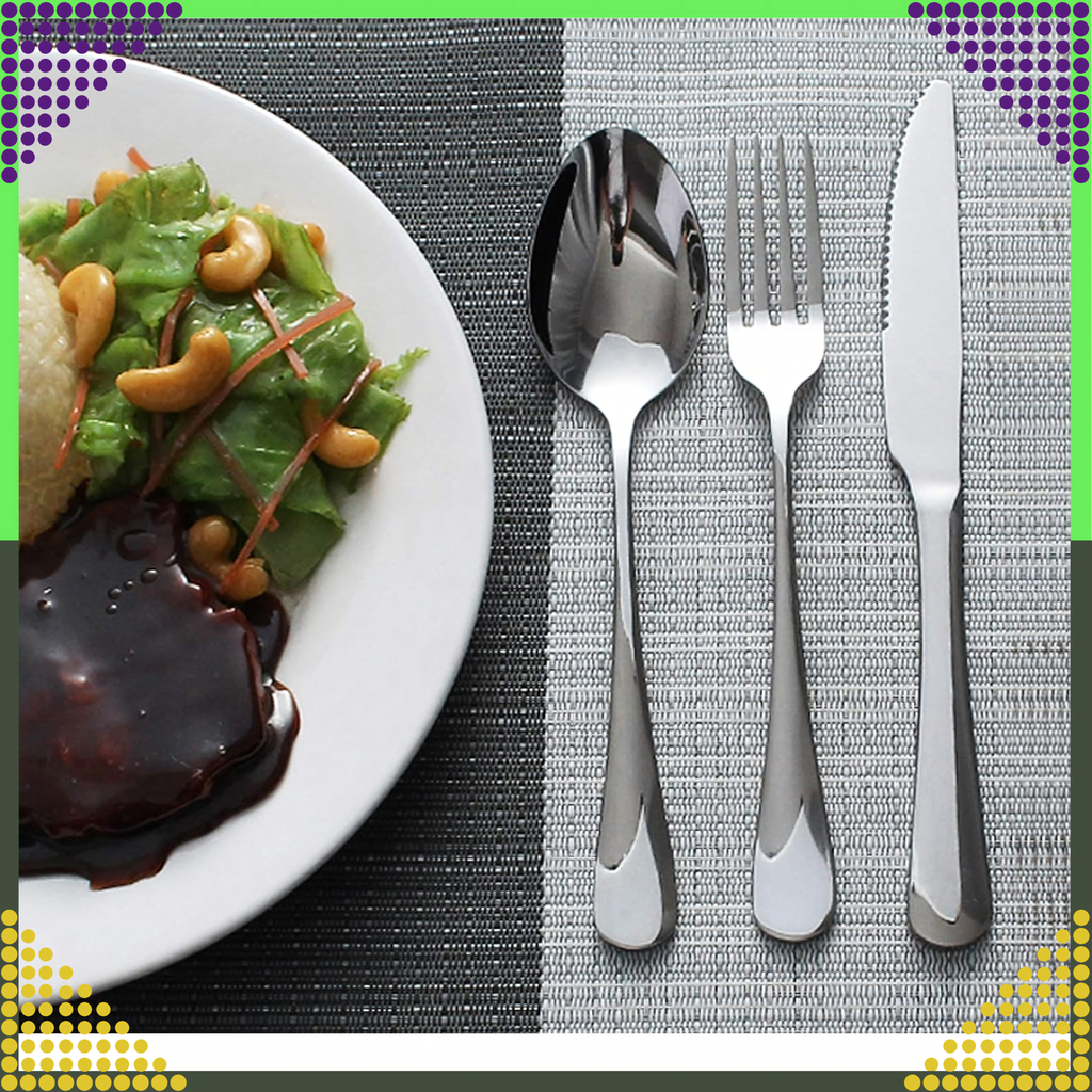 Cutlery Set Stainless Steel Silver 5 pcs for Camping Grill Survival