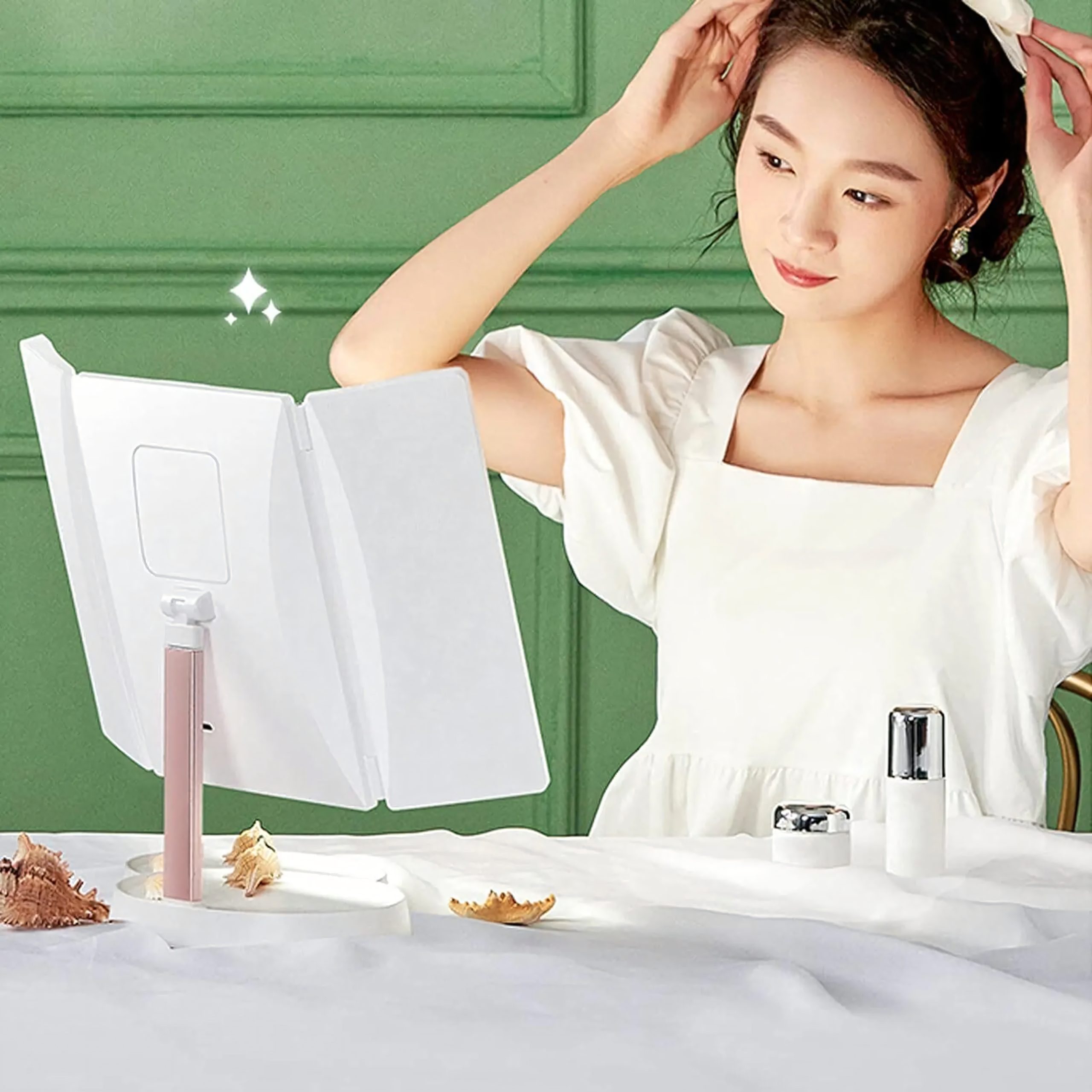 Cosmetic Mirror Led Illuminated Foldable Makeup Mirror x3