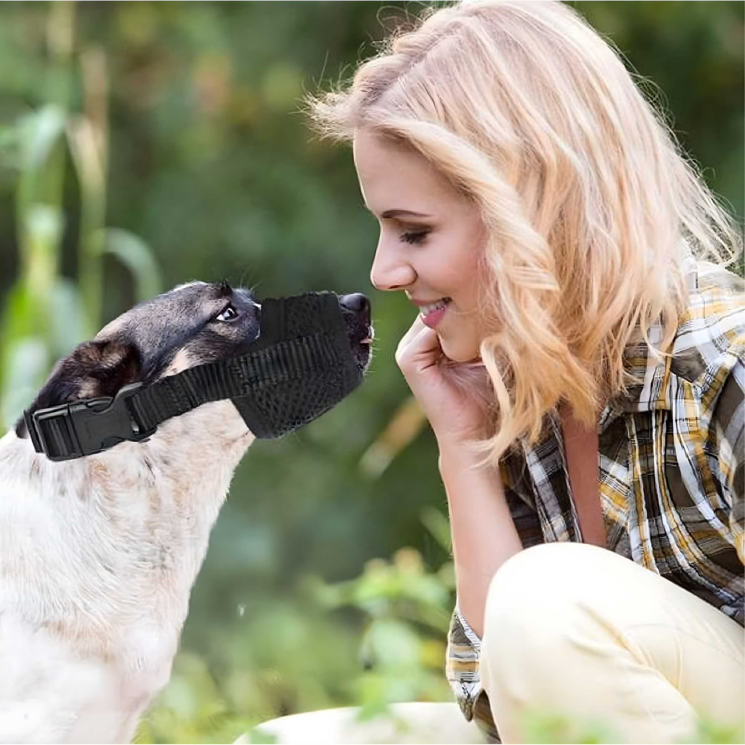 Kangast koeramuser koos võrguga, füsioloogiline, ohutu nailon, M 10-12 cm