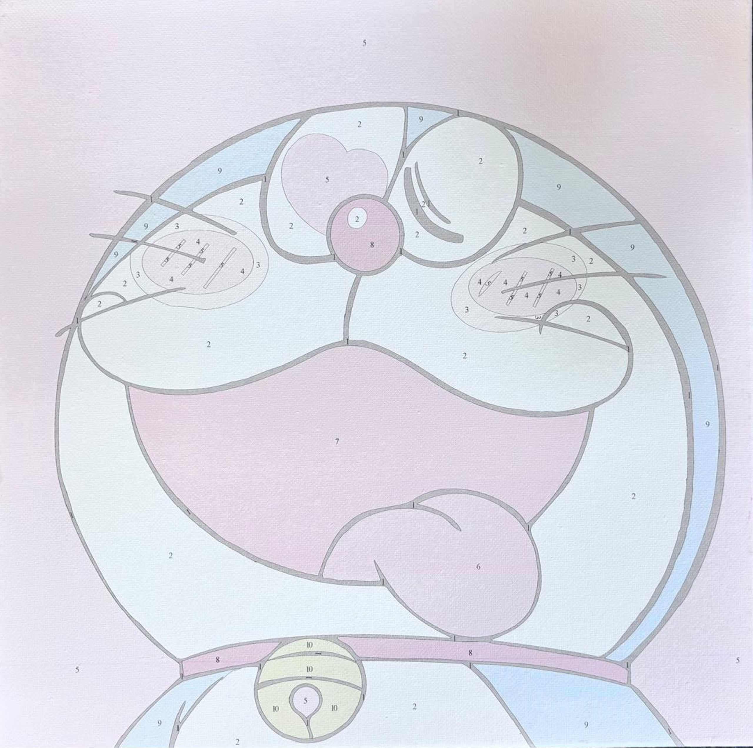 Numbrite järgi värvimise pilt raamiga ja pintslite komplekt 30x30 lastele